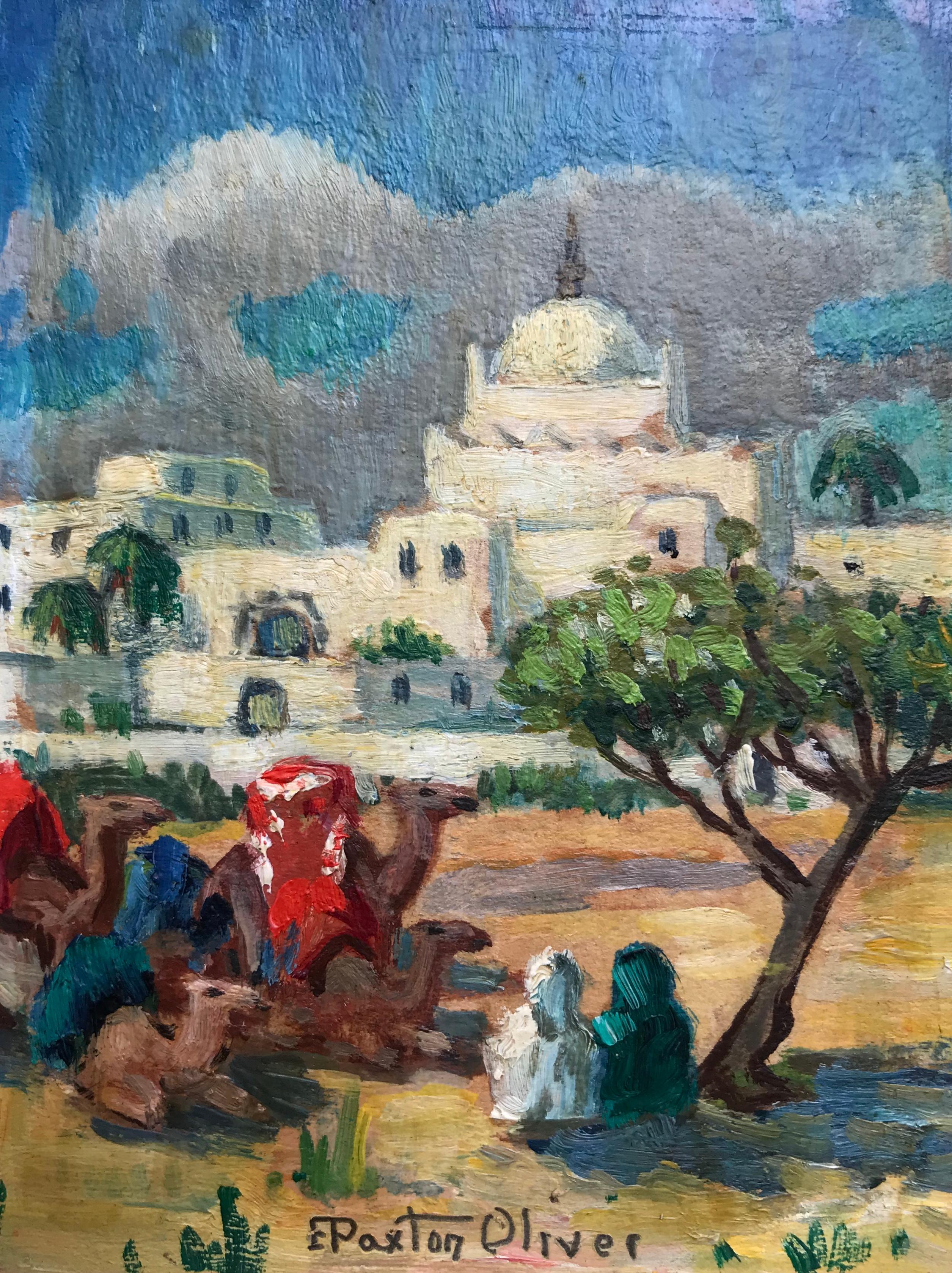 Figurative Painting di Elizabeth Paxton Oliver - "Riposare i cammelli"