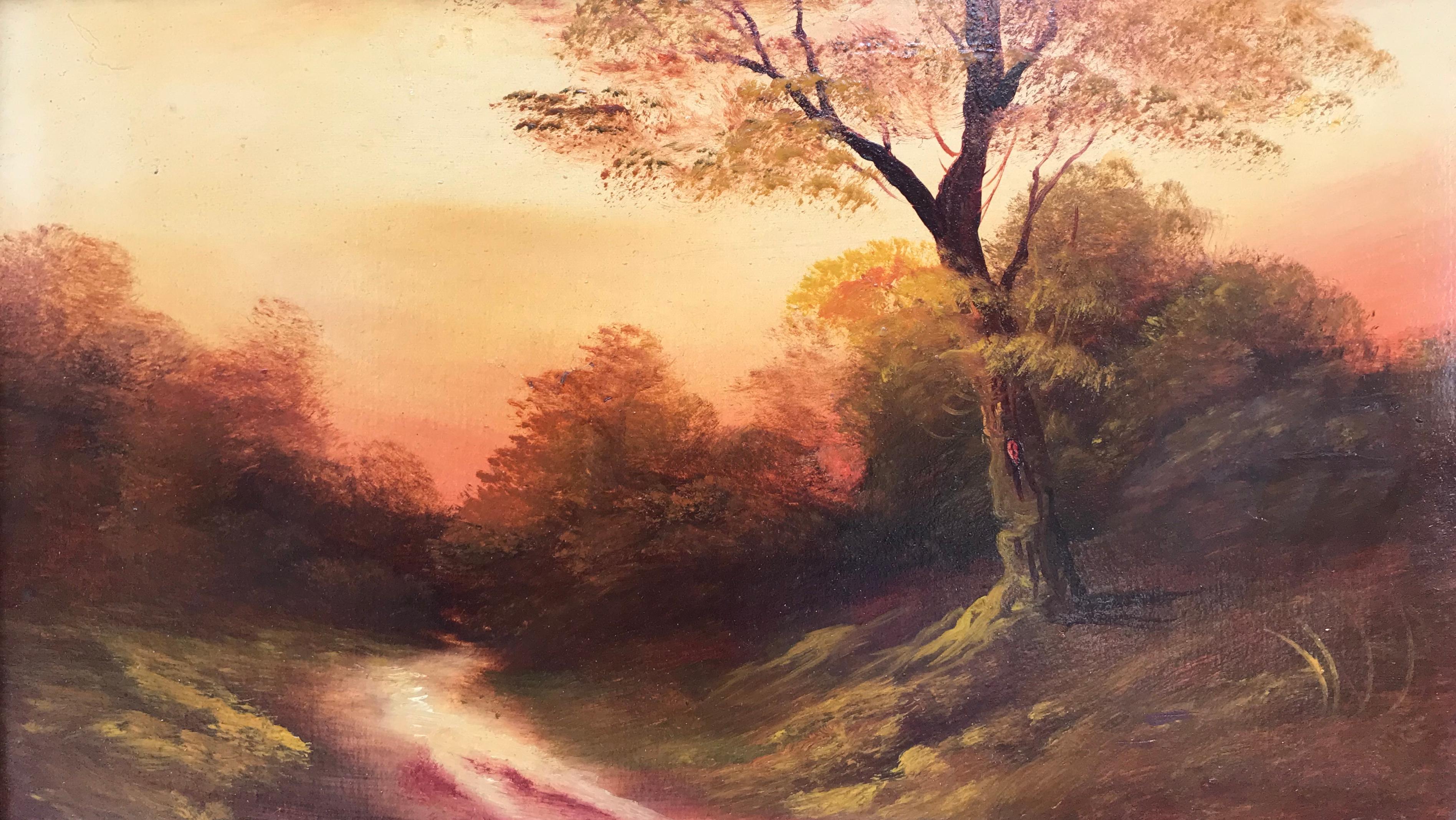 Landscape Painting de Harold Sutton Palmer - "Puesta de sol, Dorking"
