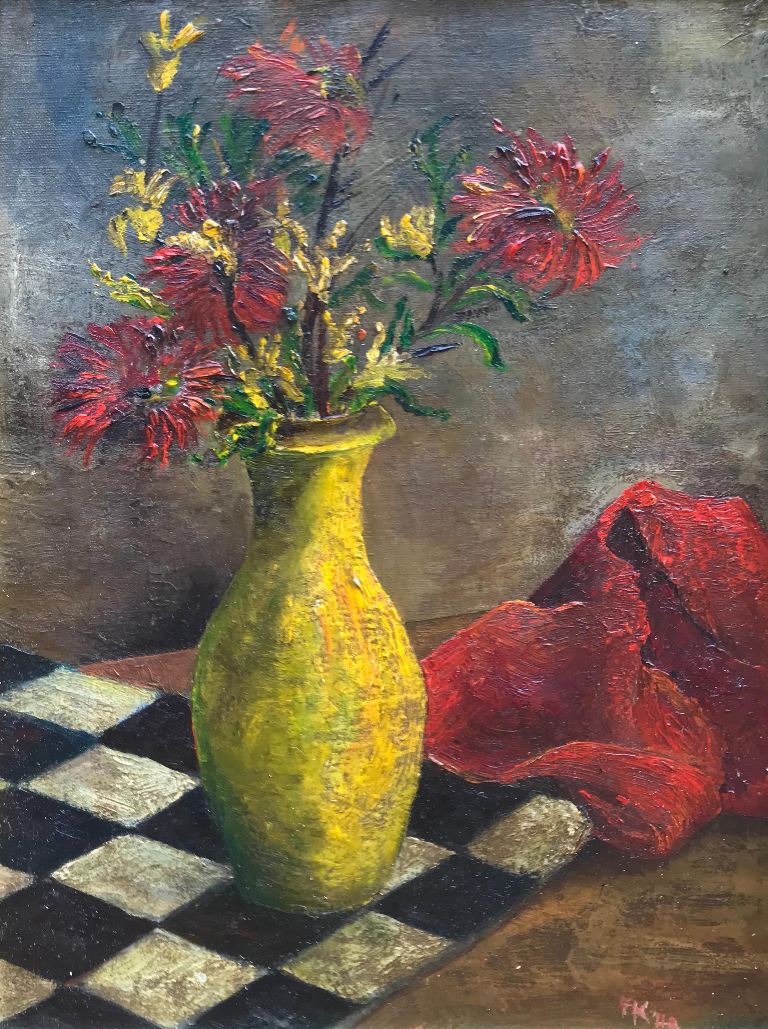 Frances Joan Kruszewski Still-Life Painting - “The Yellow Vase”