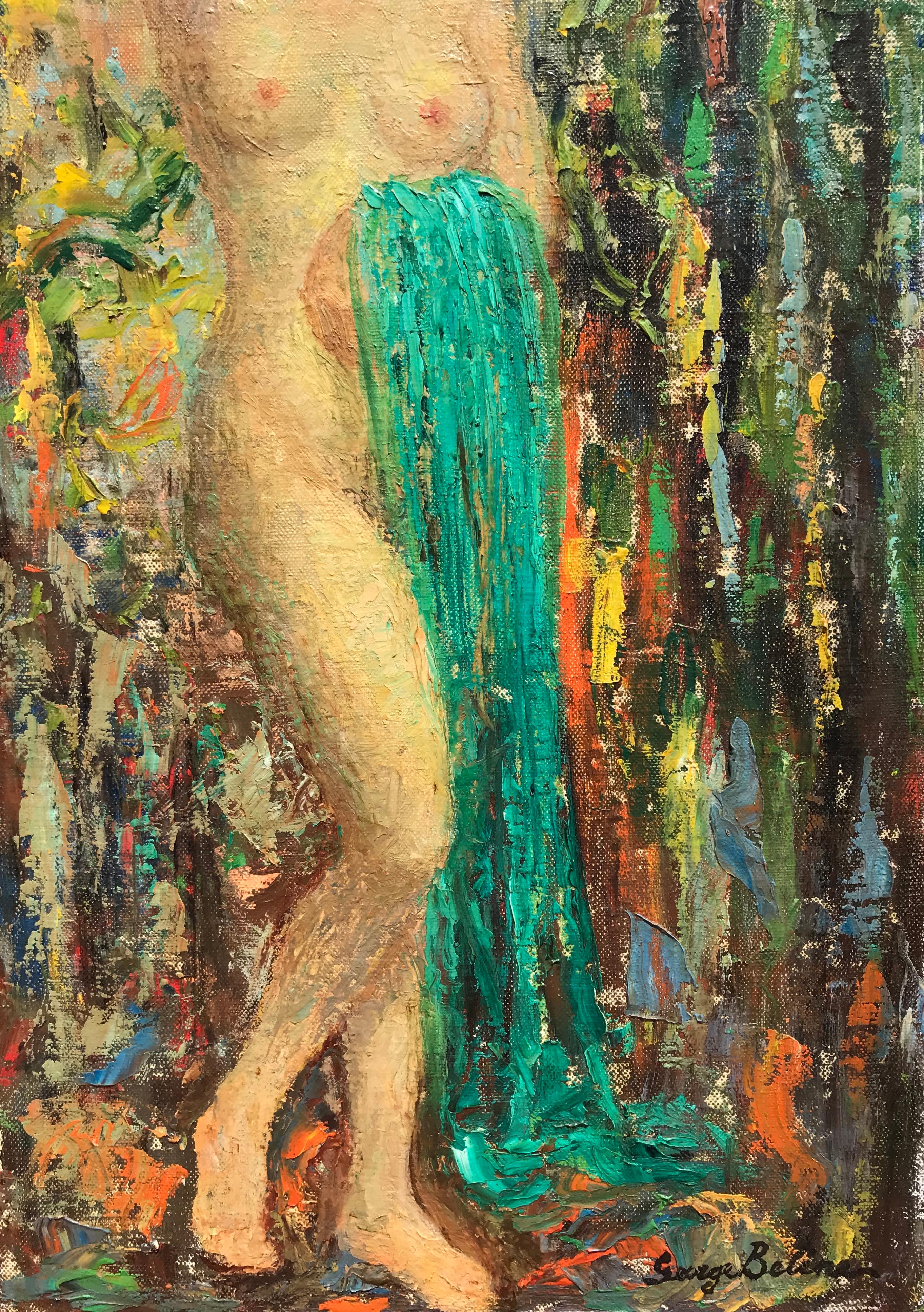 “Standing Nude” - Art Deco Painting by George Beline