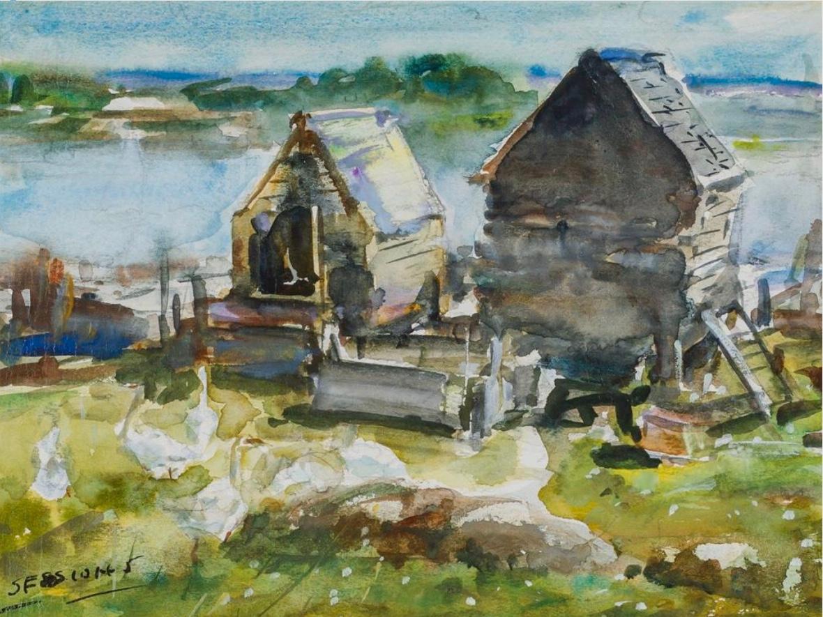 Smoke House, Duck Cove - Art de James Milton Sessions