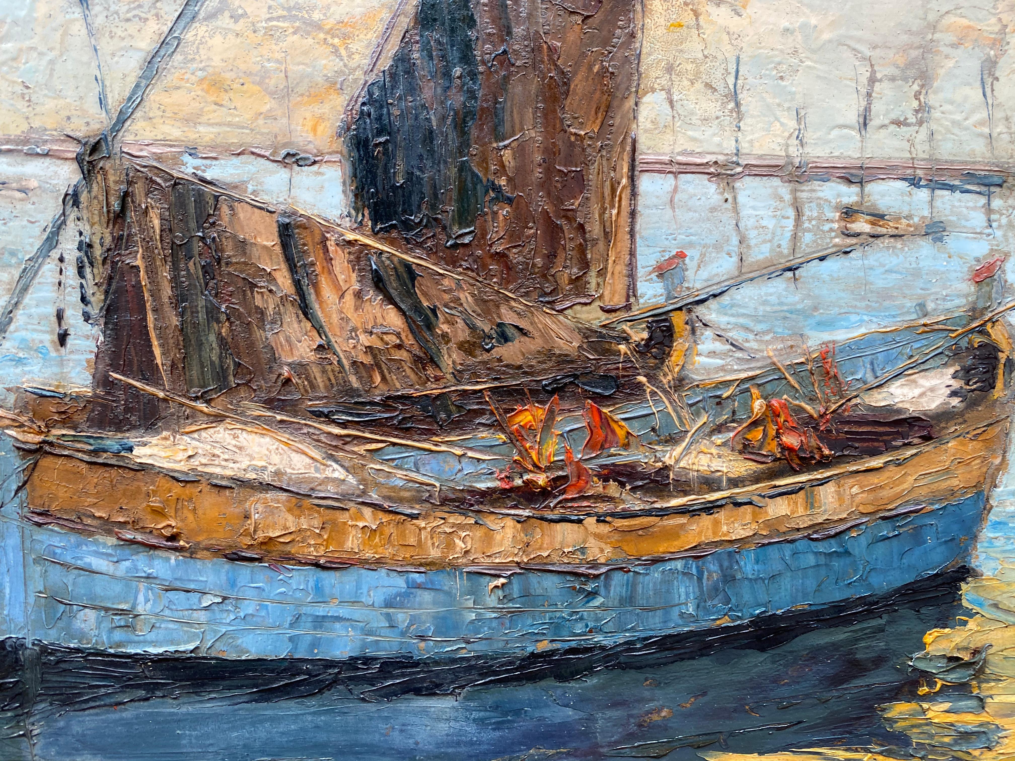 “Venice Fishing Boats” - Post-Impressionist Painting by Jean Corniche