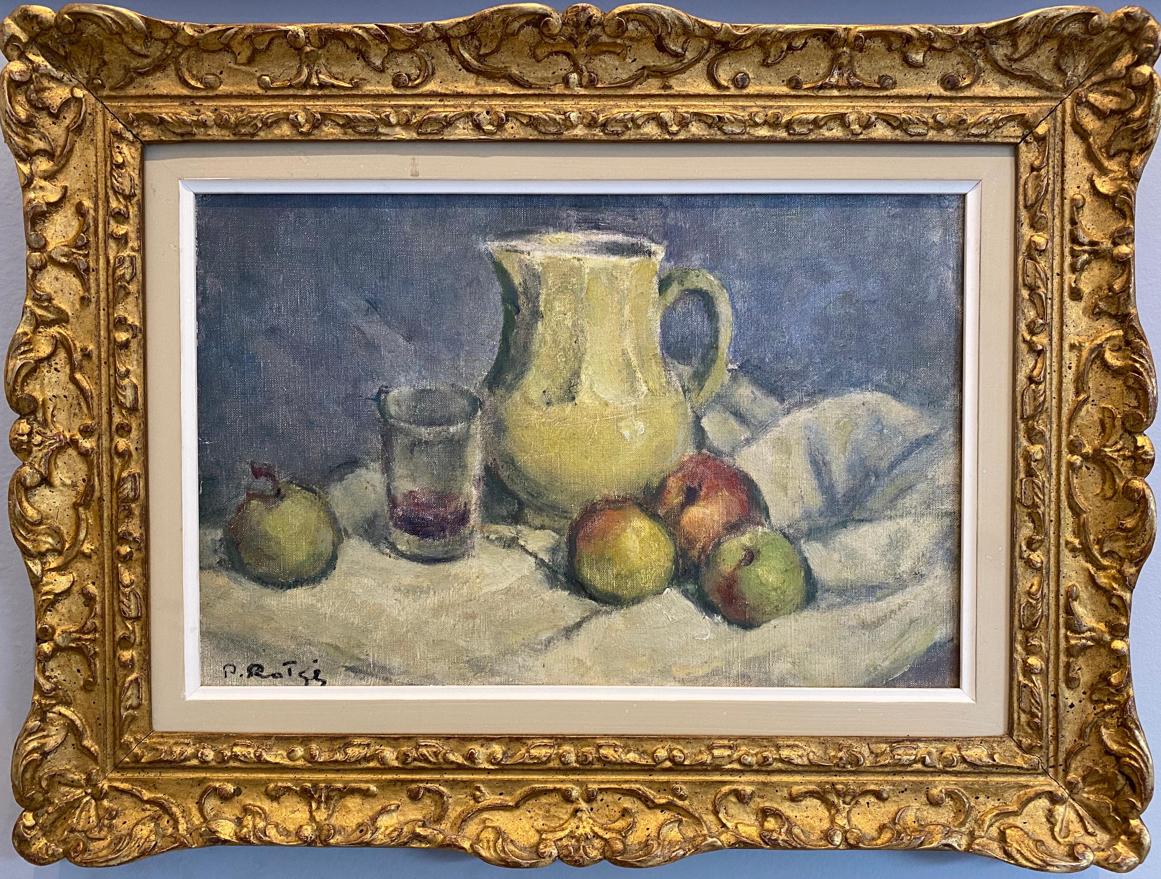 “Pot and Fresh Fruit” - Painting by Prosper Rotge