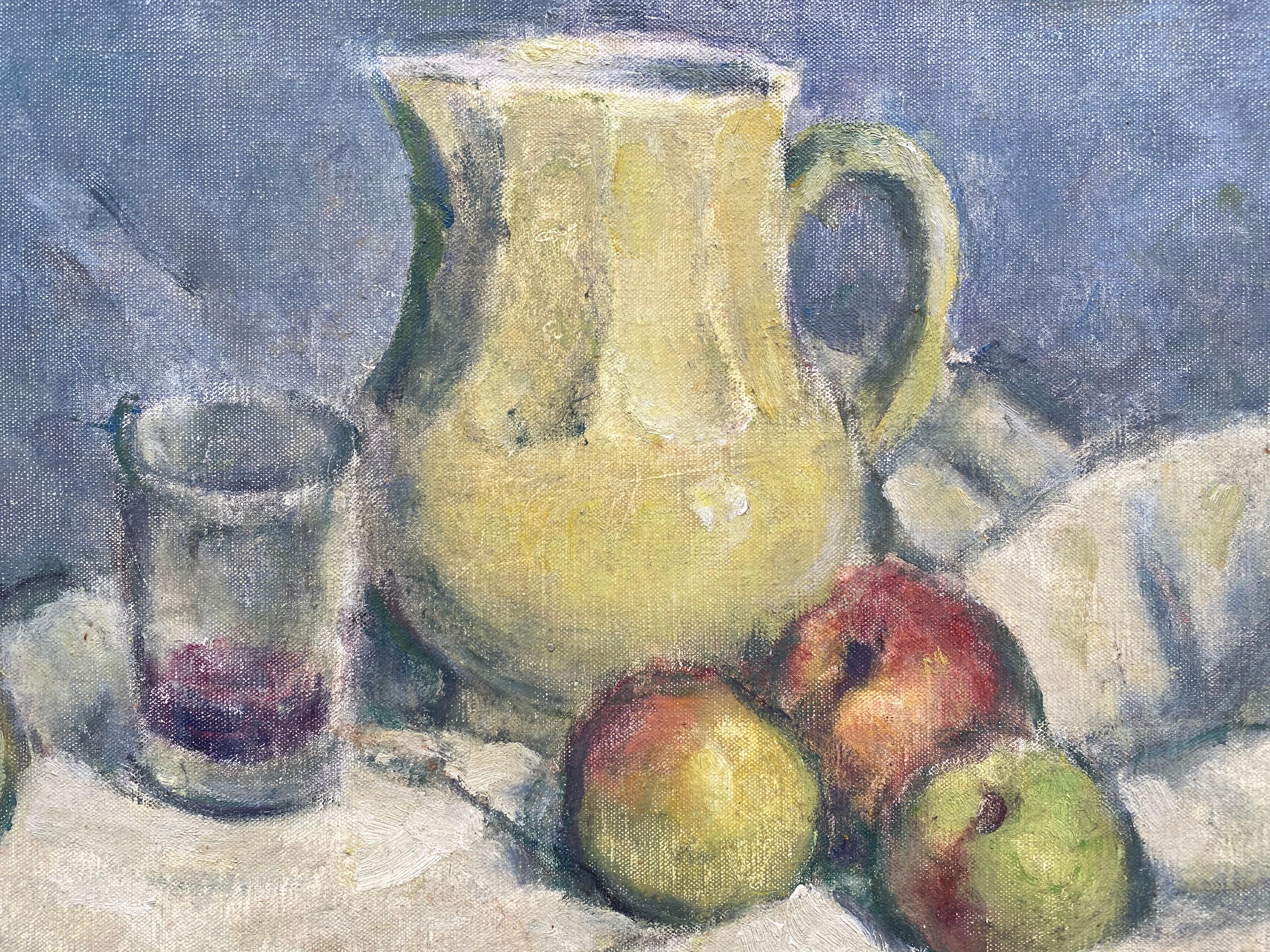 “Pot and Fresh Fruit” - Post-Impressionist Painting by Prosper Rotge