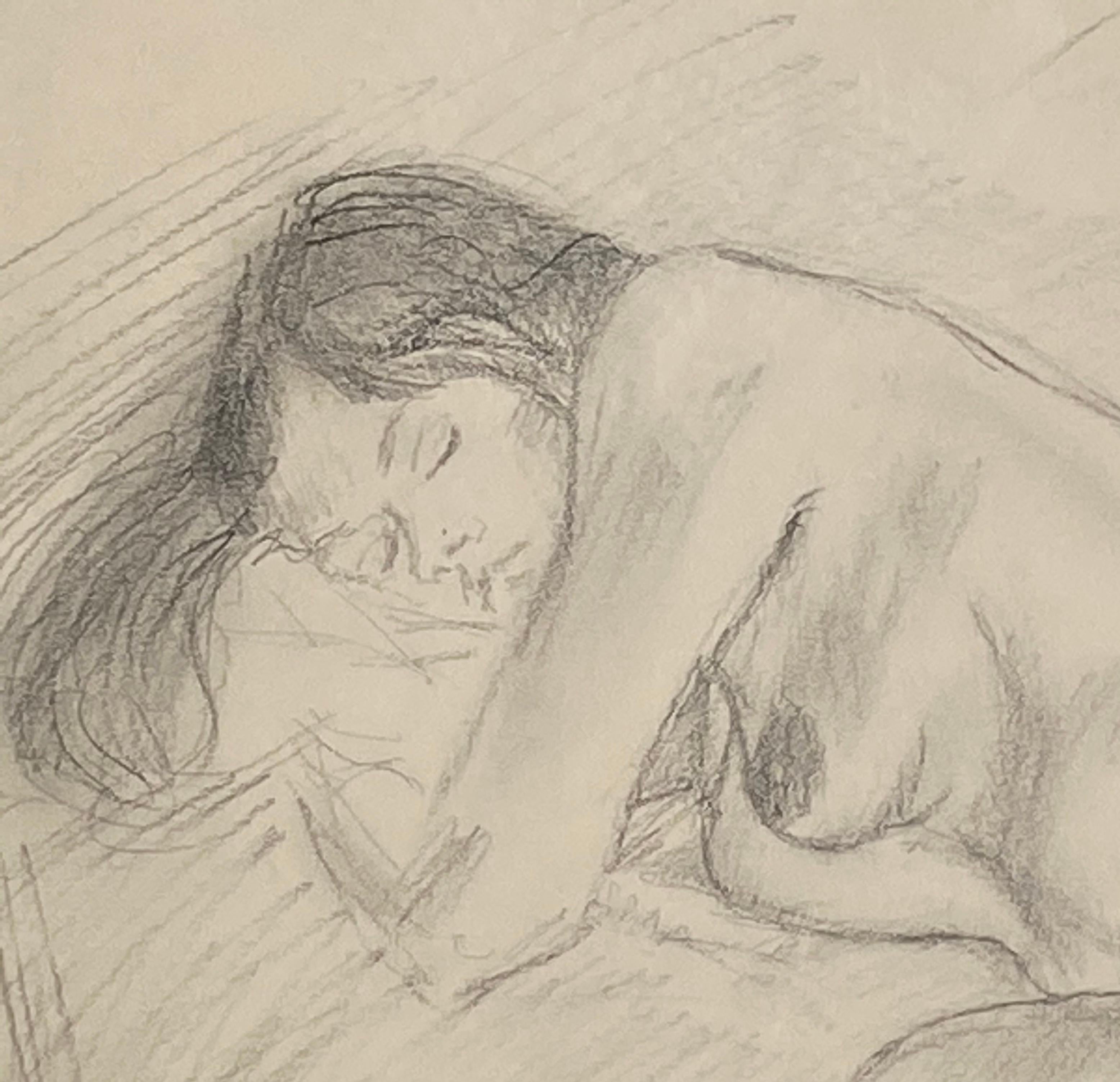 “Sleeping Nude B/W” - American Modern Art by Raphael Soyer