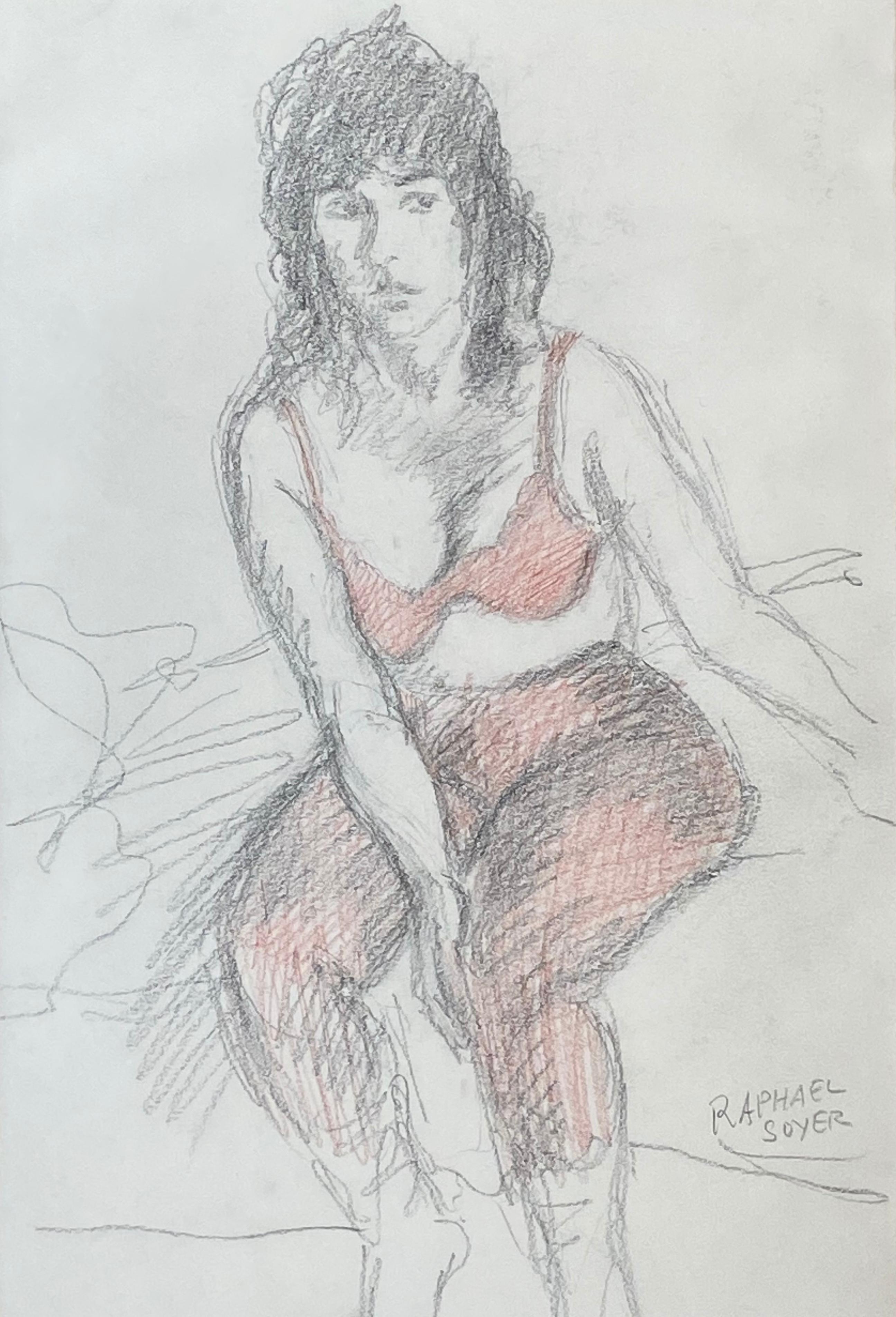 “Seated Model in Red Bra”