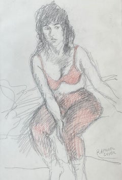 Vintage “Seated Model in Red Bra”