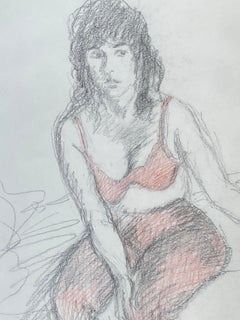 “Seated Model in Red Bra”