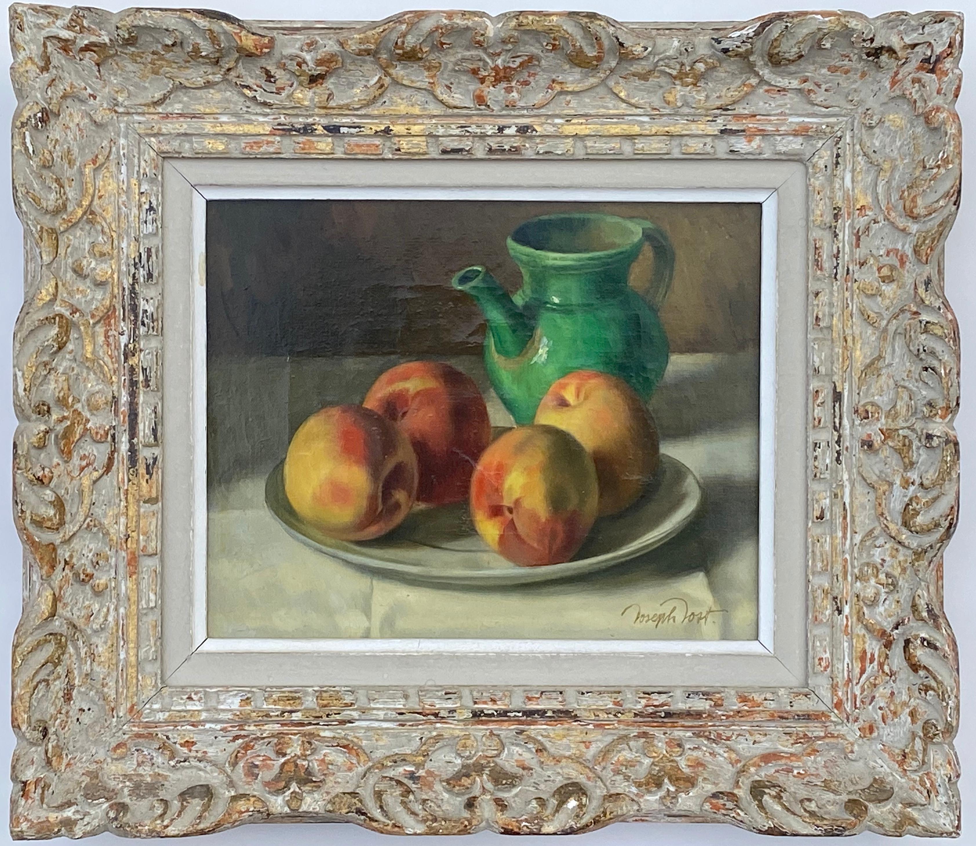 “Green Pitcher with Peaches” - Painting by Joseph Jost