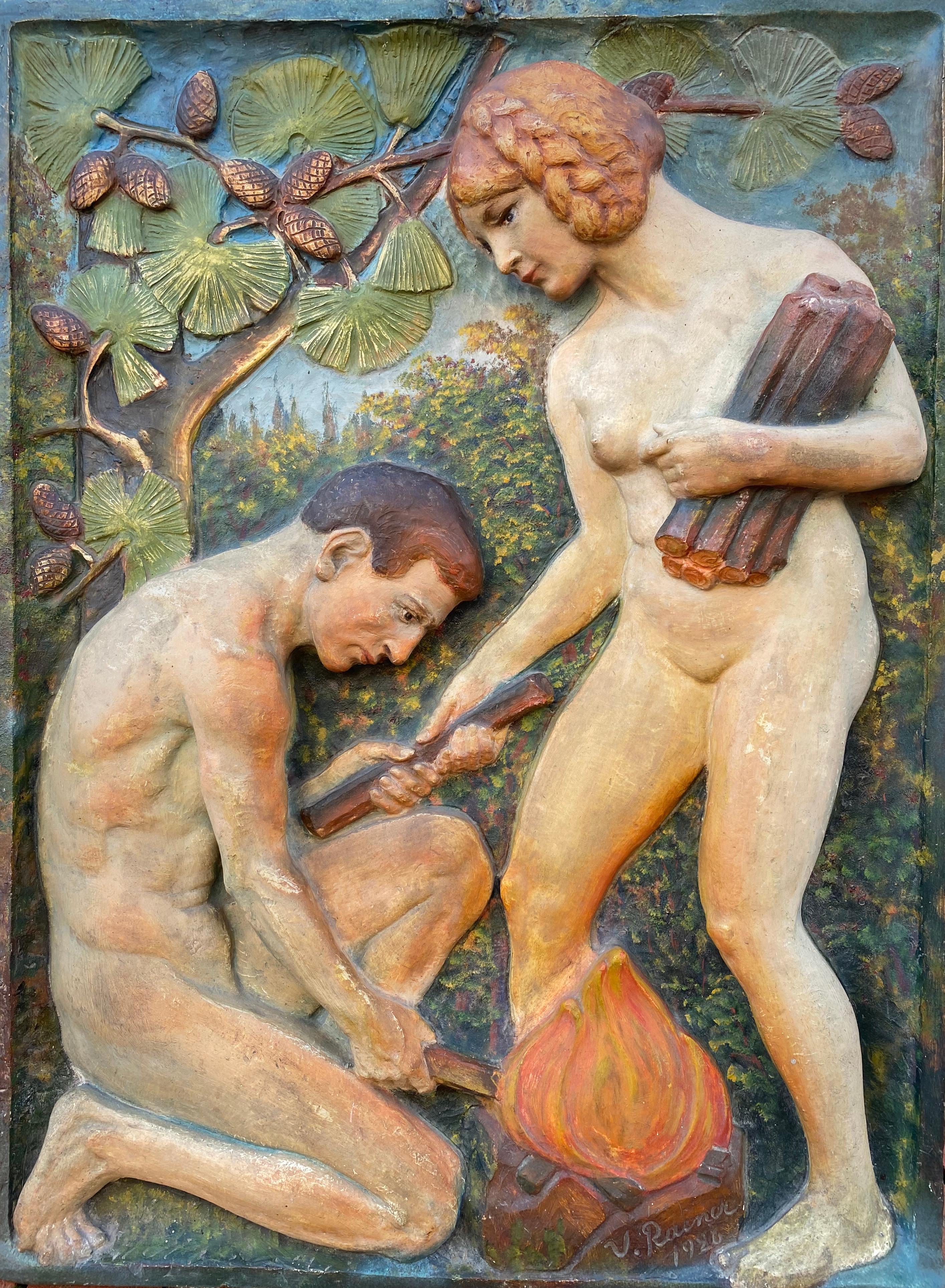 Adam und Eva – Sculpture von Virgil Rainer