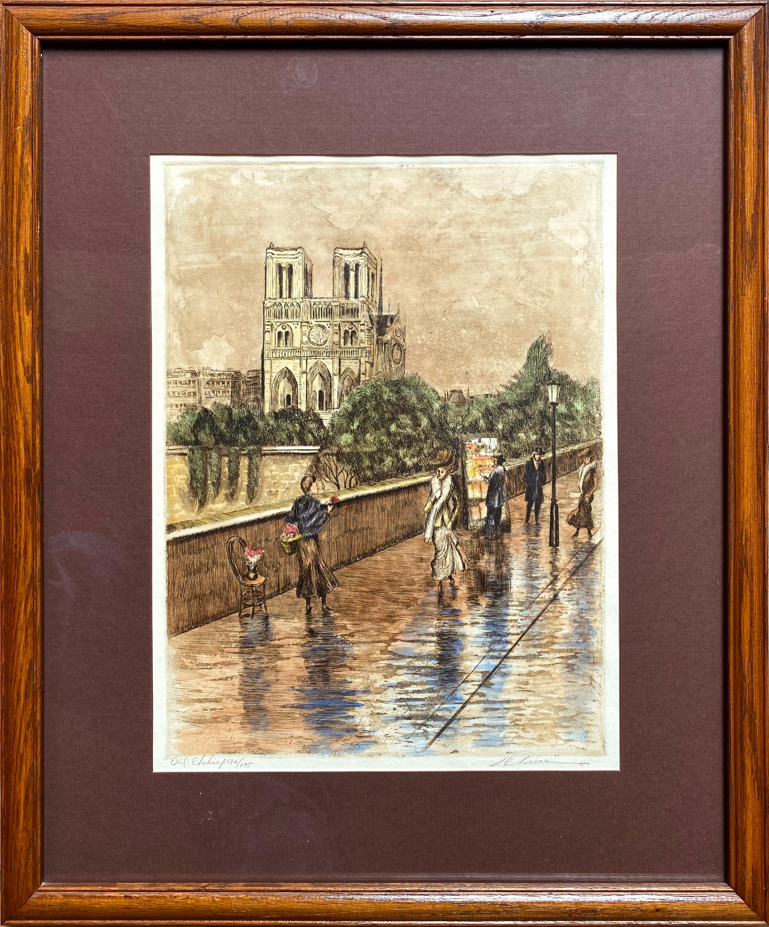 “Flower Seller, Notre Dame” - Print by Marianne L. Almasy