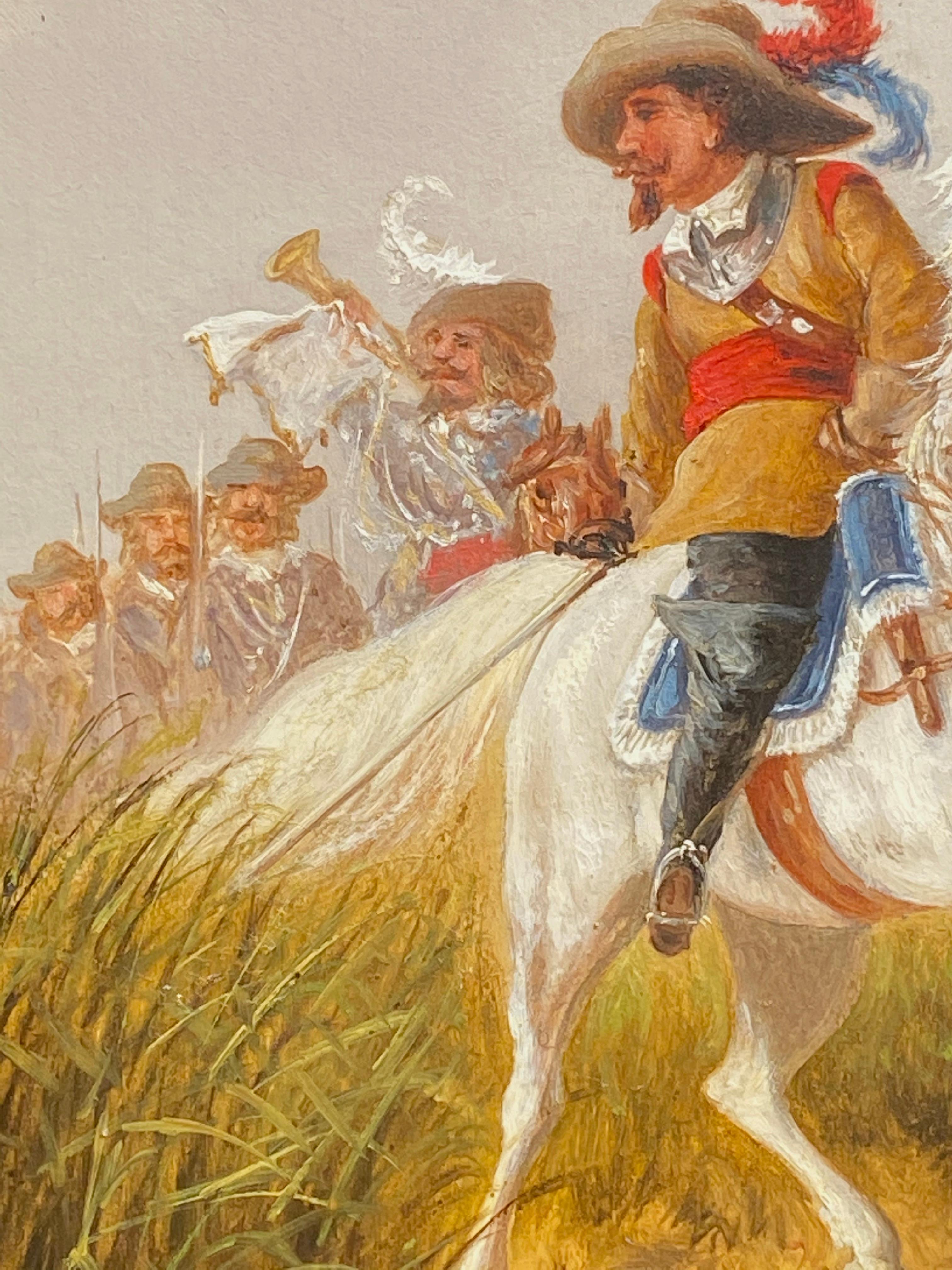 “French Cavaliers” - Academic Painting by Charles Michel Guilbert D'anelle