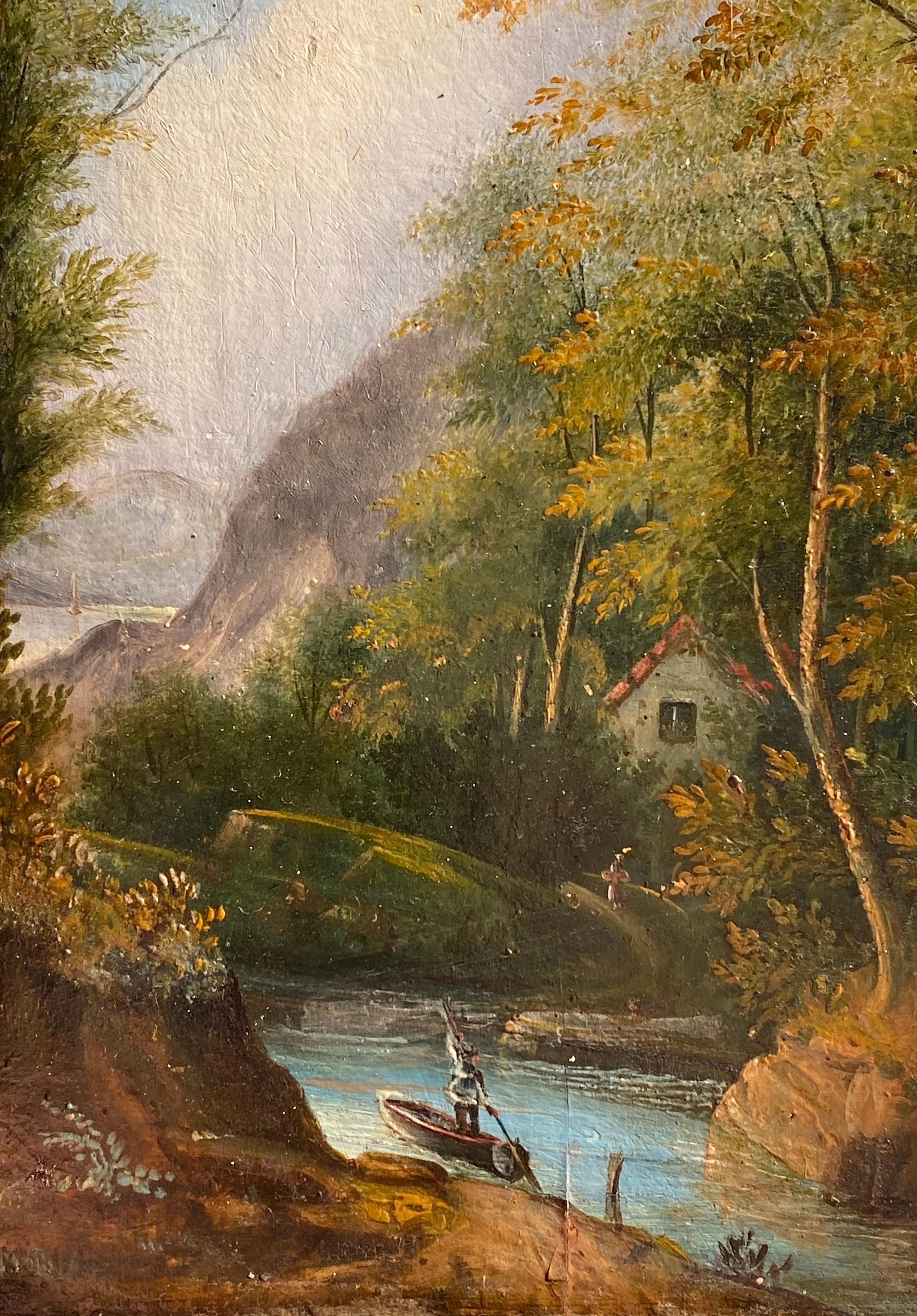 “Worcester, Massachusetts” - Hudson River School Painting by Mabel Blake (Hale)
