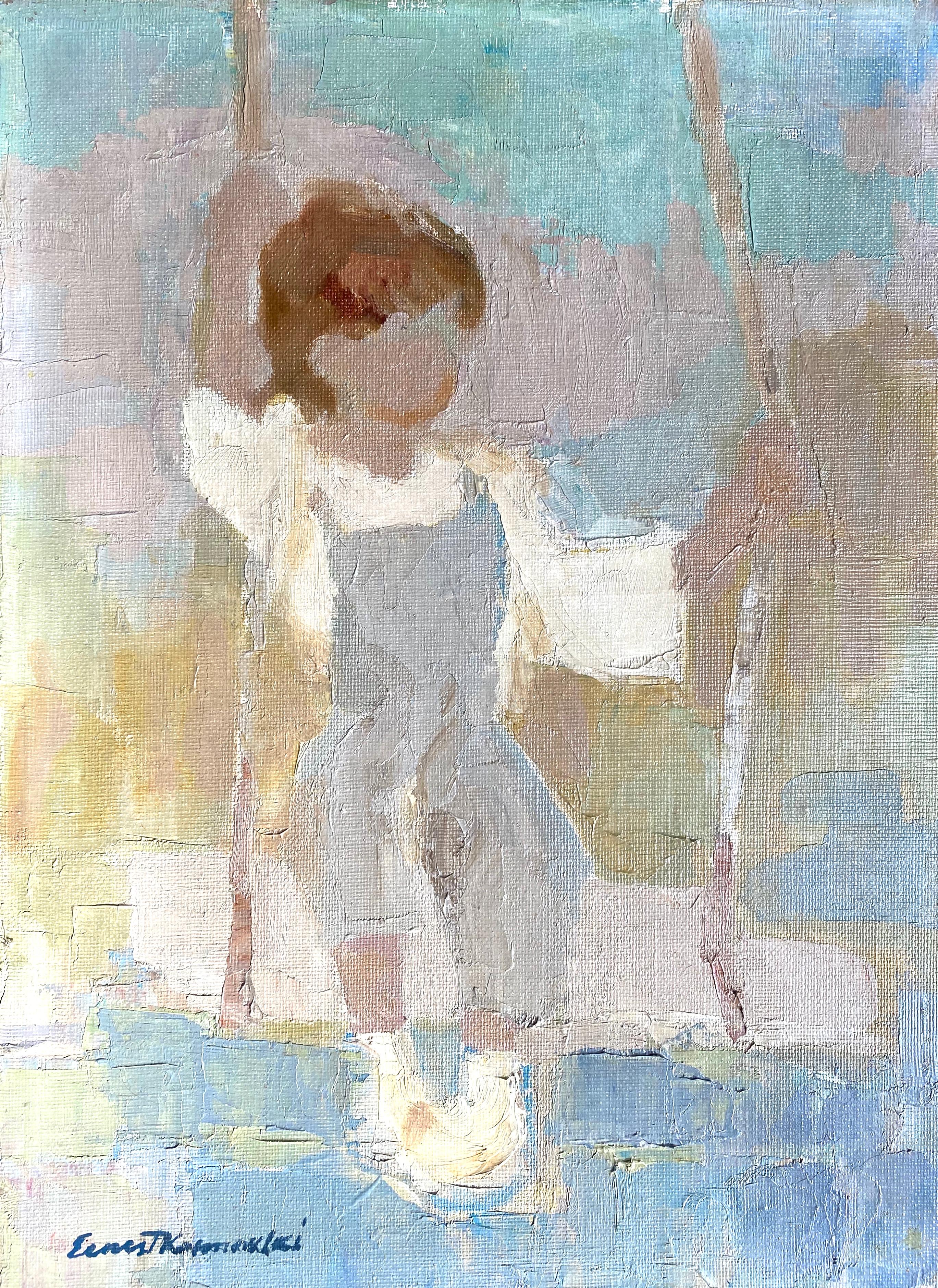 Edmund Ernest Kosmowski Figurative Painting - “Child on a Swing”