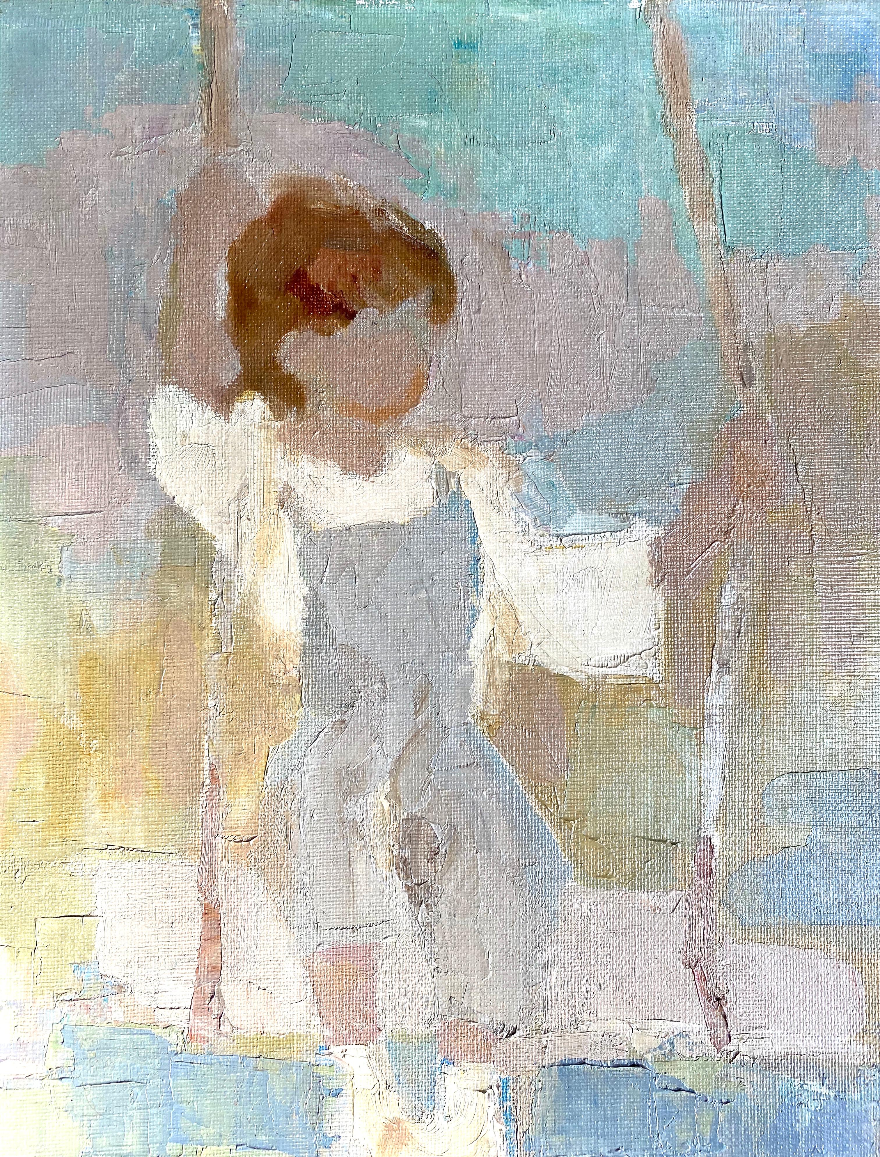 “Child on a Swing” - Post-Modern Painting by Edmund Ernest Kosmowski