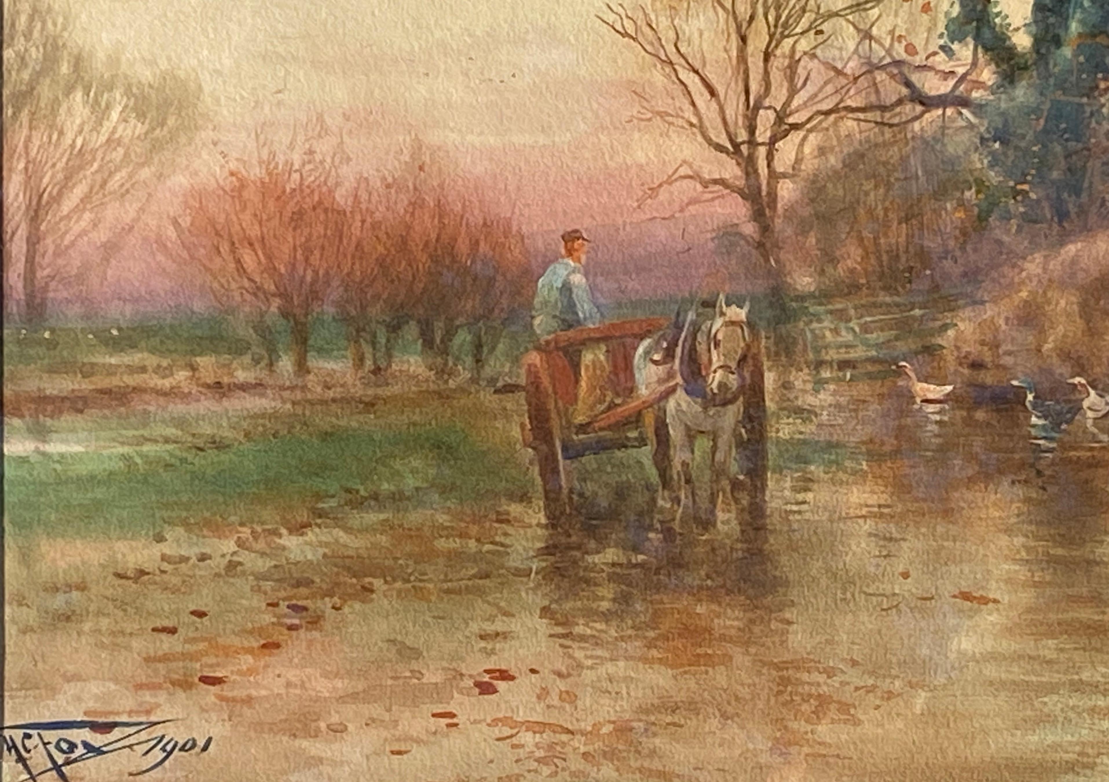 “End of the Day” - Post-Impressionist Art by Henry Charles Fox