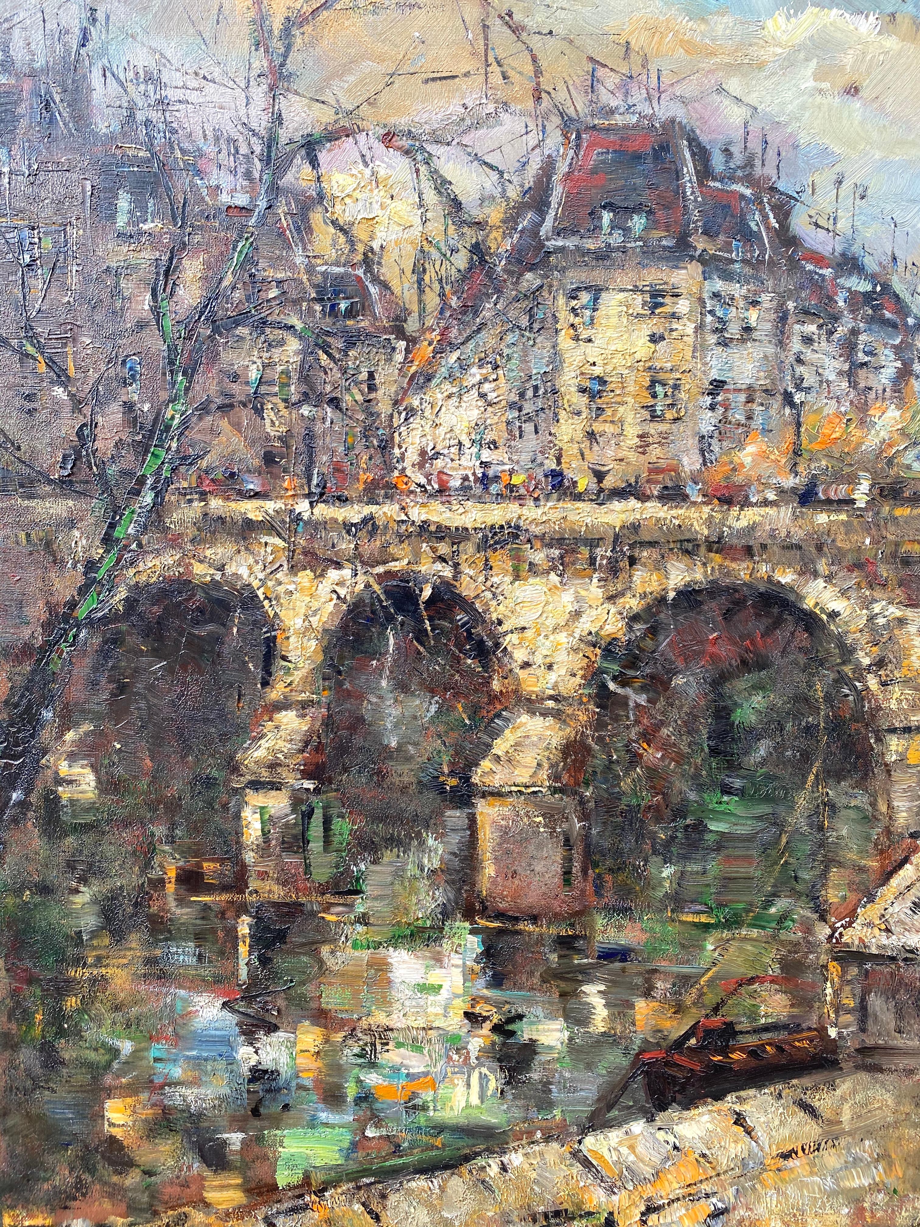 “Pont Neuf Bridge, Paris” - Painting by Dominique Simon (Simdo)