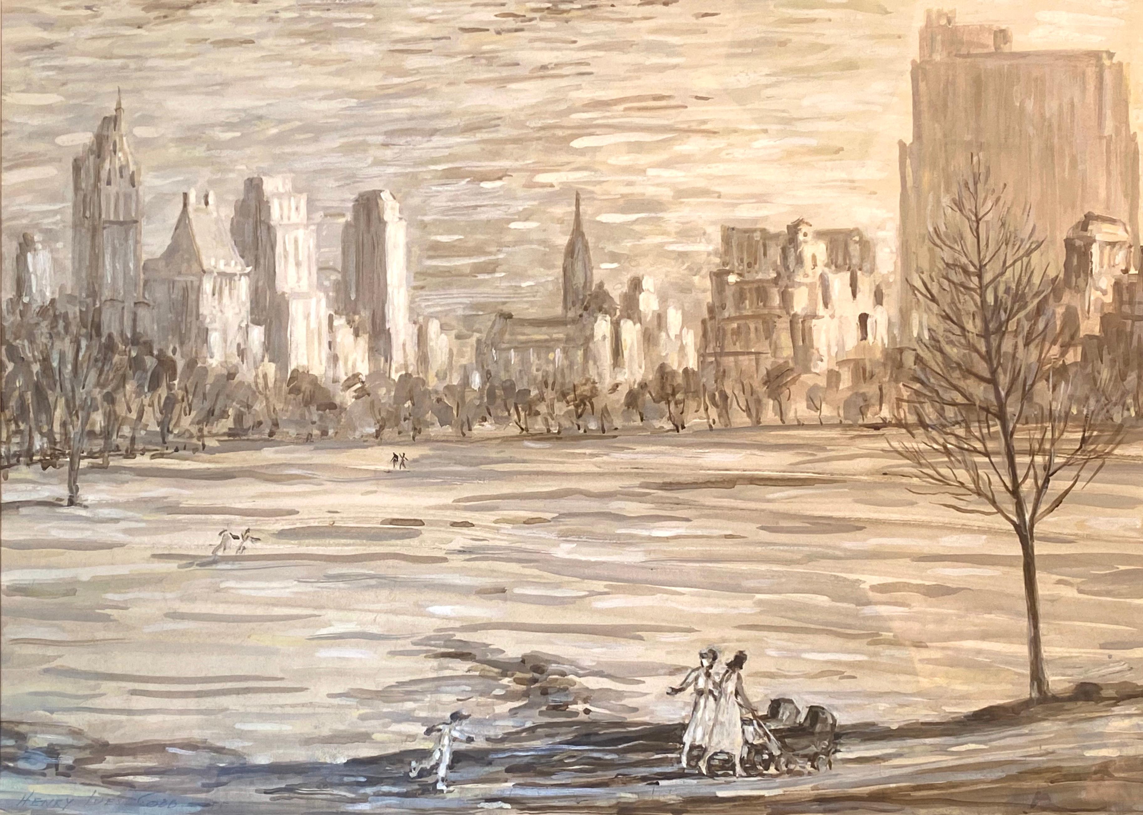 Henry Ives Cobb, Jr. Landscape Art - "Strollers in Central Park"