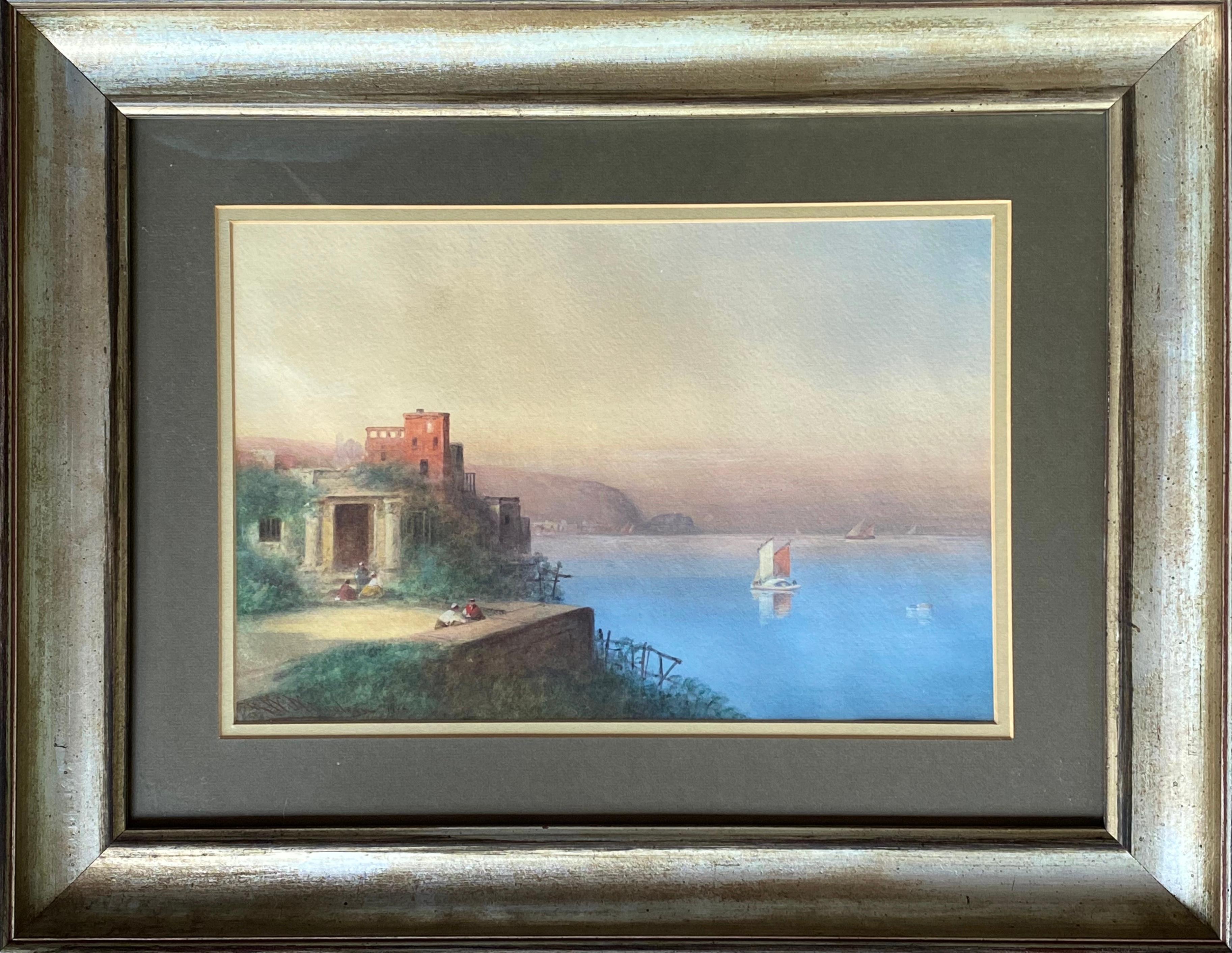 Villa italienne en bord de mer - Art de George Washington Nicholson