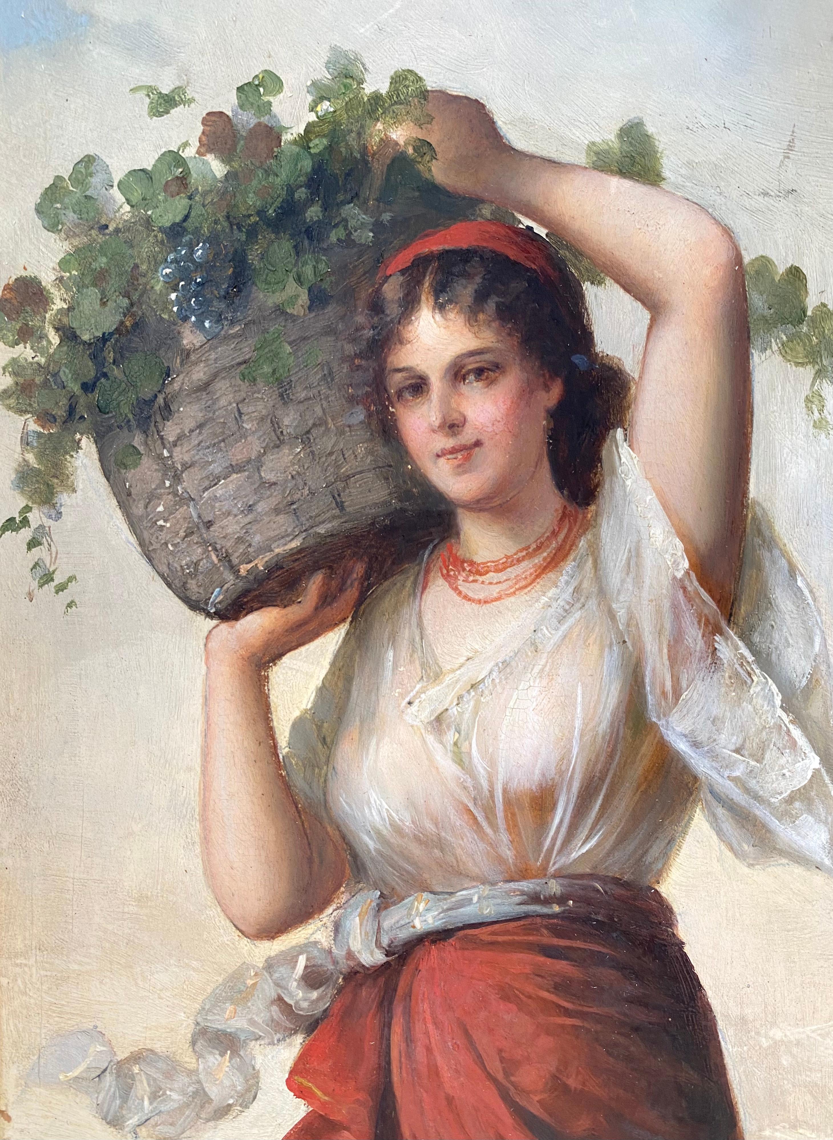 woman eating grapes painting