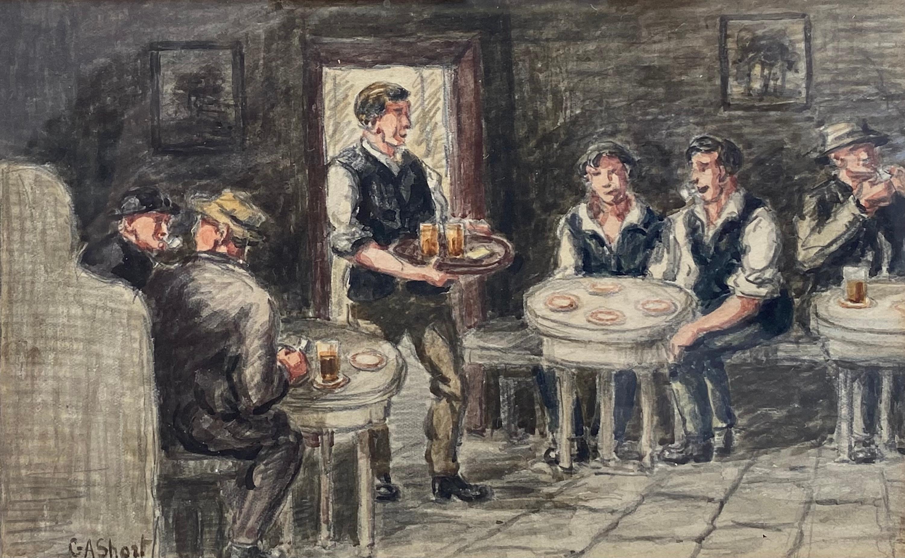 George Anderson Short Figurative Art - “Serving the Pints”