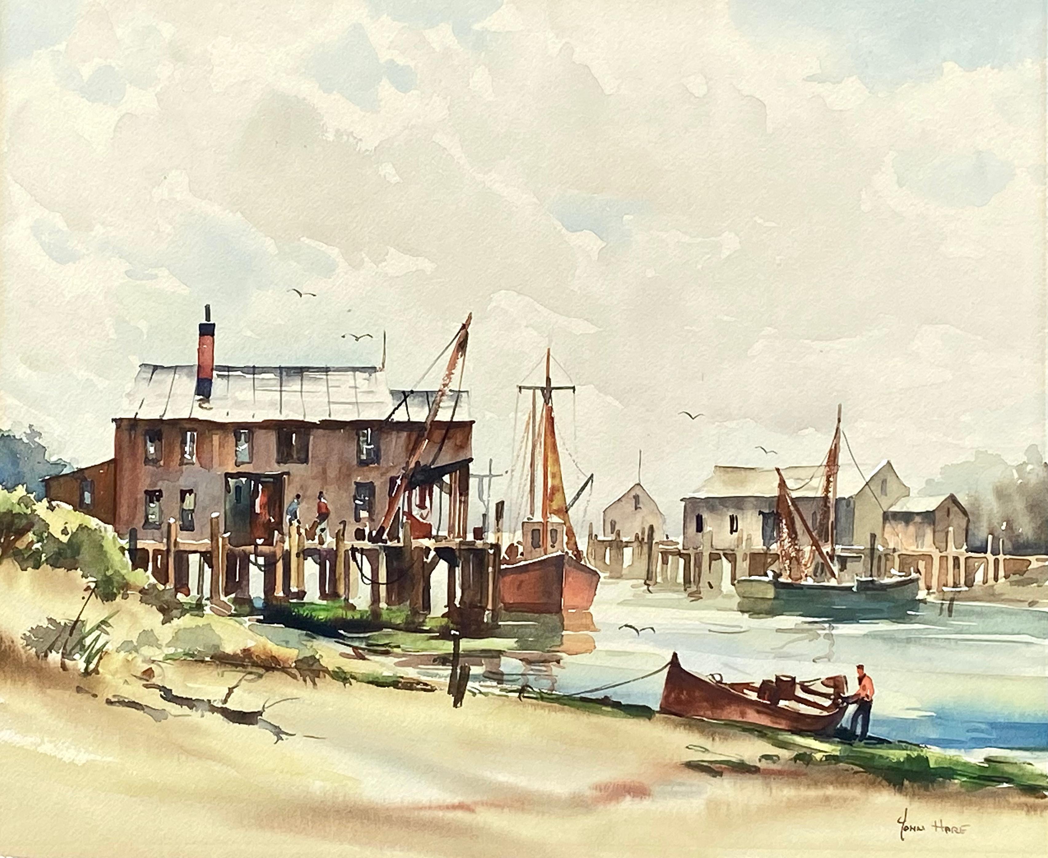 Docks de pêche au Cap - Art de John Cuthbert Hare