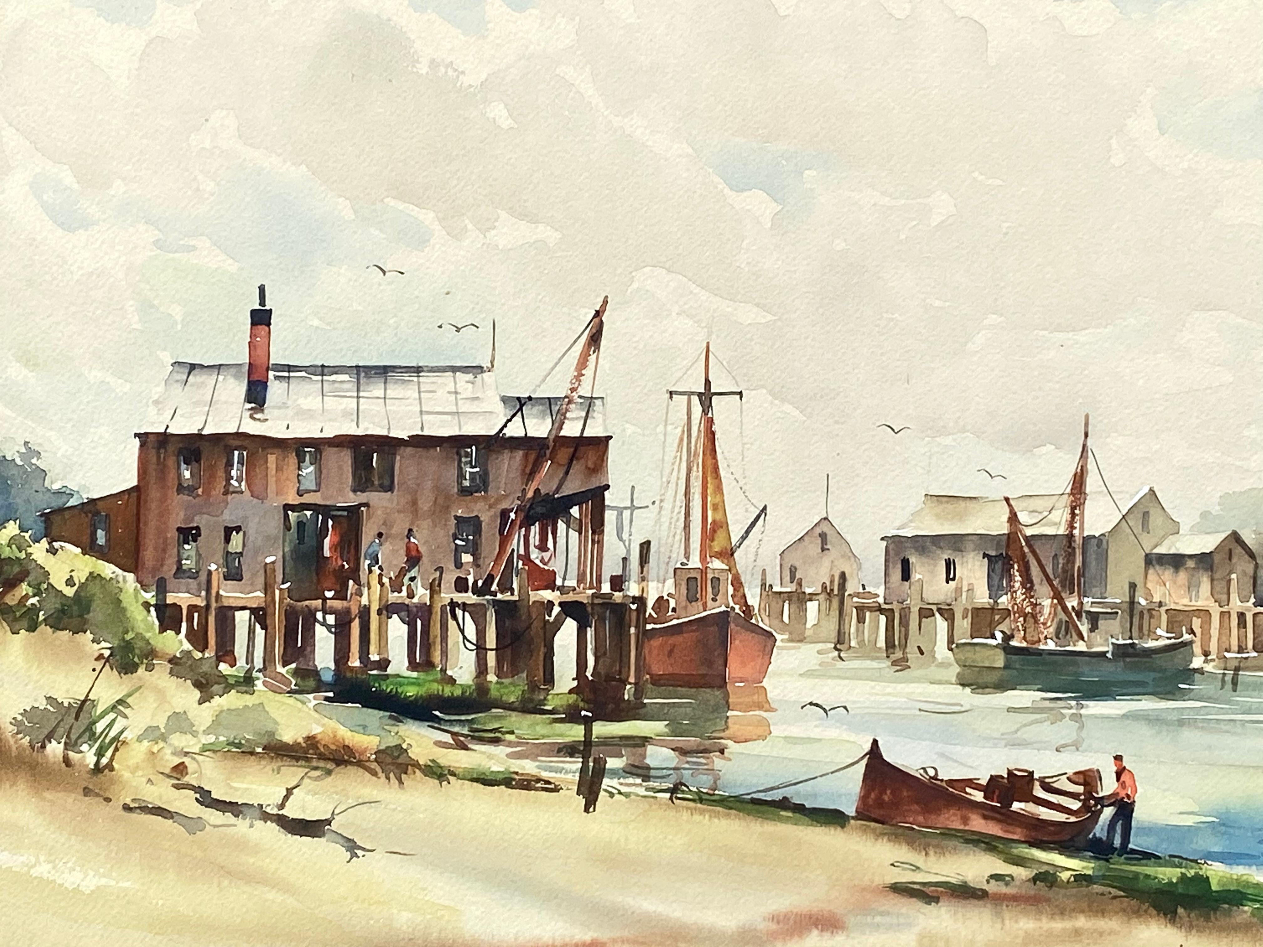 Docks de pêche au Cap - Post-impressionnisme Art par John Cuthbert Hare