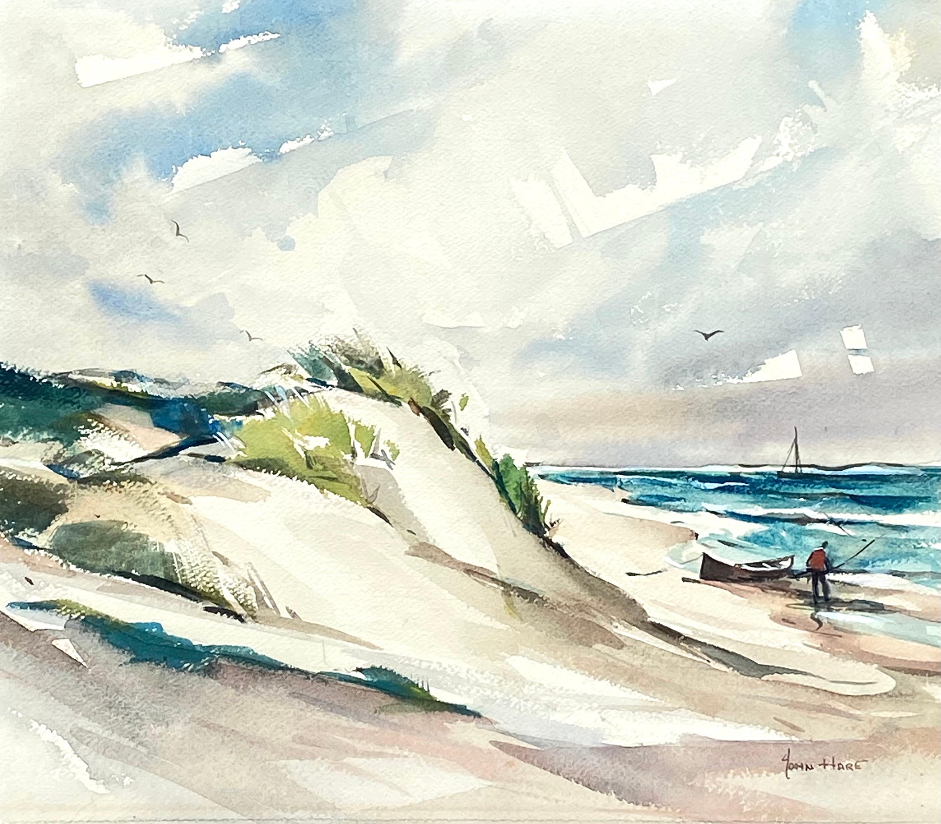 Here for your consideration is a very finely executed watercolor by the New England artist, John Cuthbert Hare of the dunes of Cape Cod, Massachusetts. Condition is excellent. Signed by the artist lower right. Circa 1960. Professionally matted.