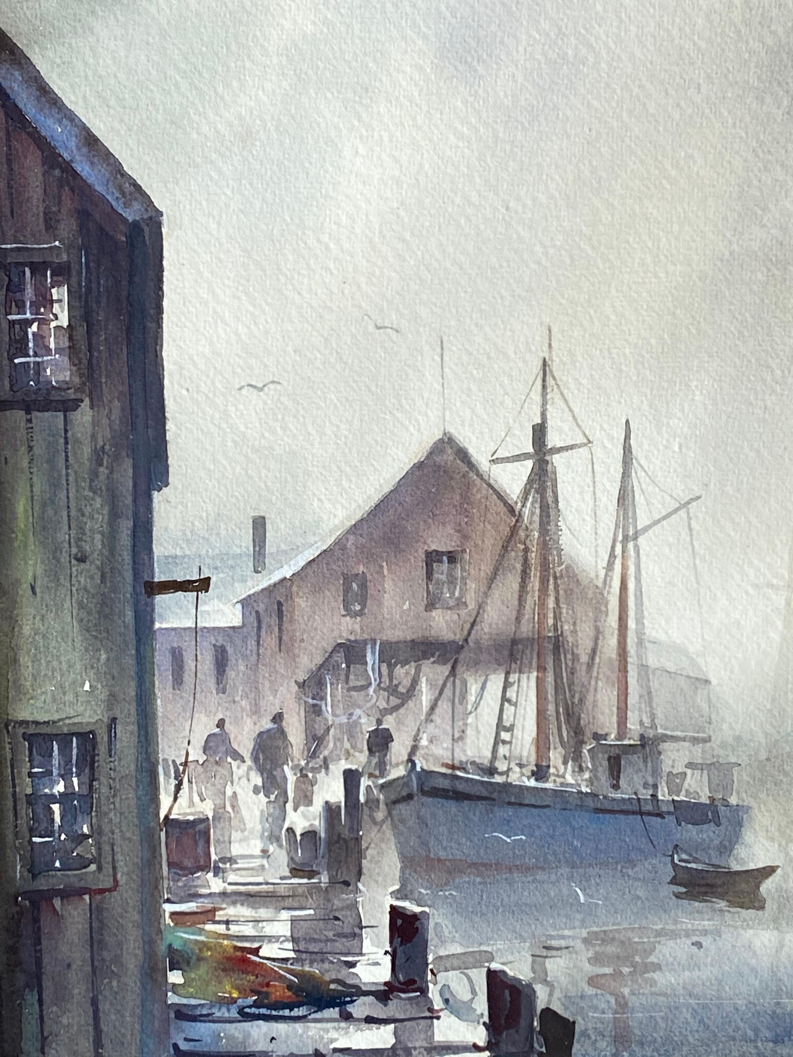 Here for your consideration is a very finely executed watercolor by the New England artist, John Cuthbert Hare of  fishing boats dockside in Gloucester, Massachusetts. L'état est excellent. Signed by the artist lower right. Vers 1950.  The artwork