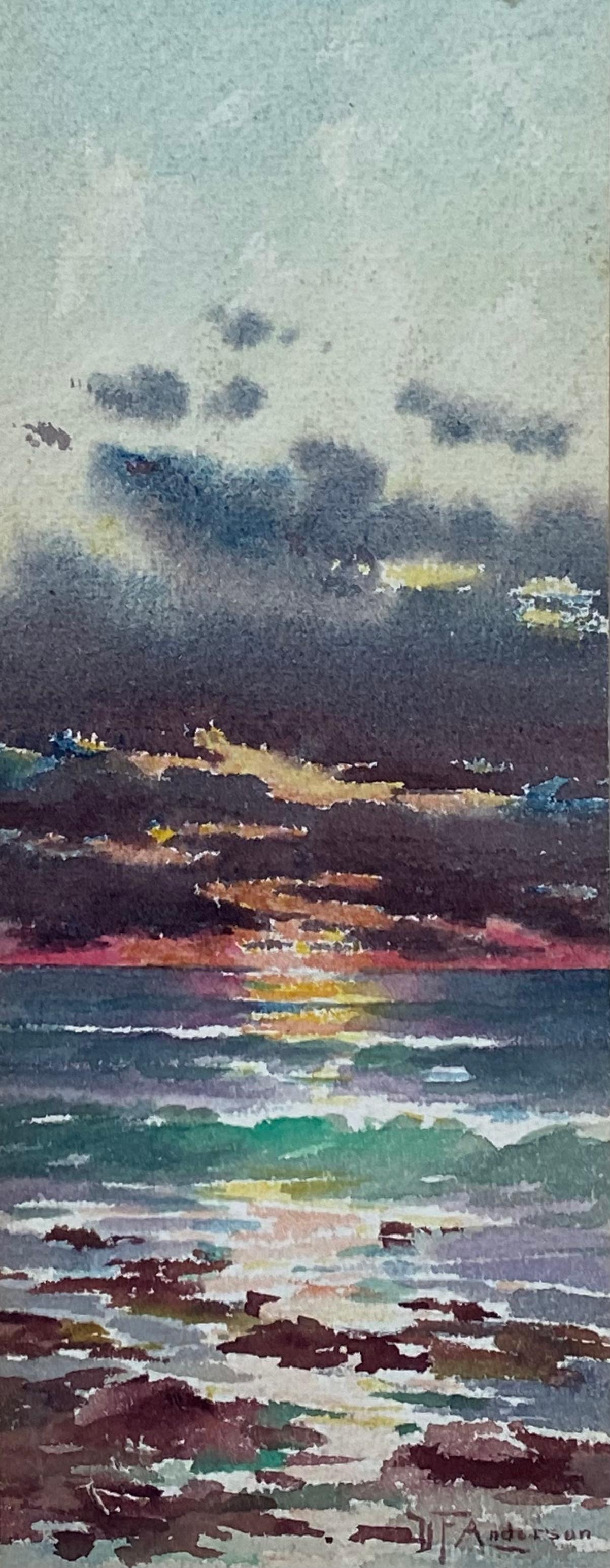 “Maine Sunset” - Gray Landscape Art by Dougal F. Anderson 