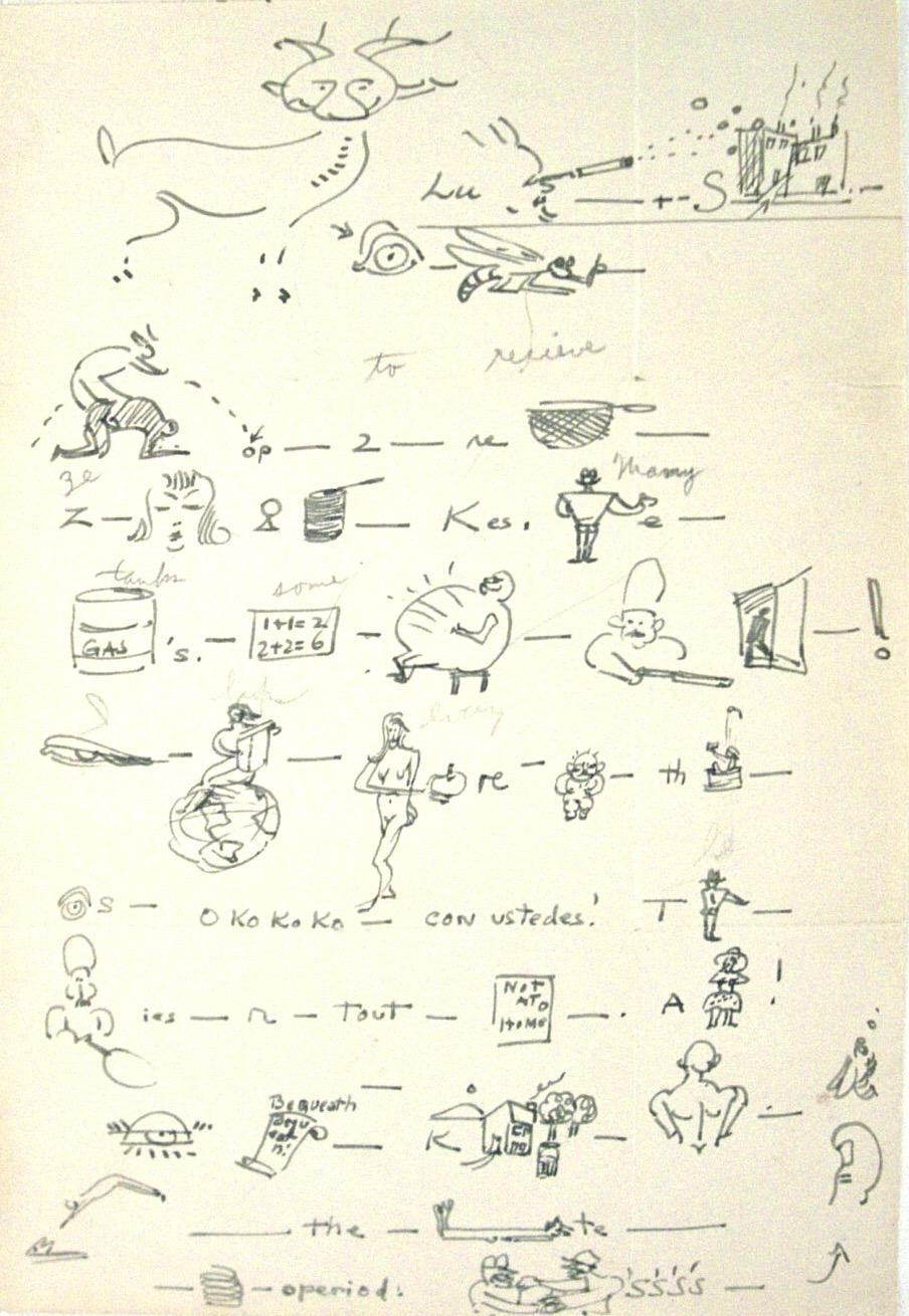 Questo disegno a inchiostro e scrittura di Mark Tobey presenta anche una scritta a matita di un'altra mano. Le dimensioni si riferiscono al foglio di carta.

Provenienza: Willard Gallery, New York, NY.