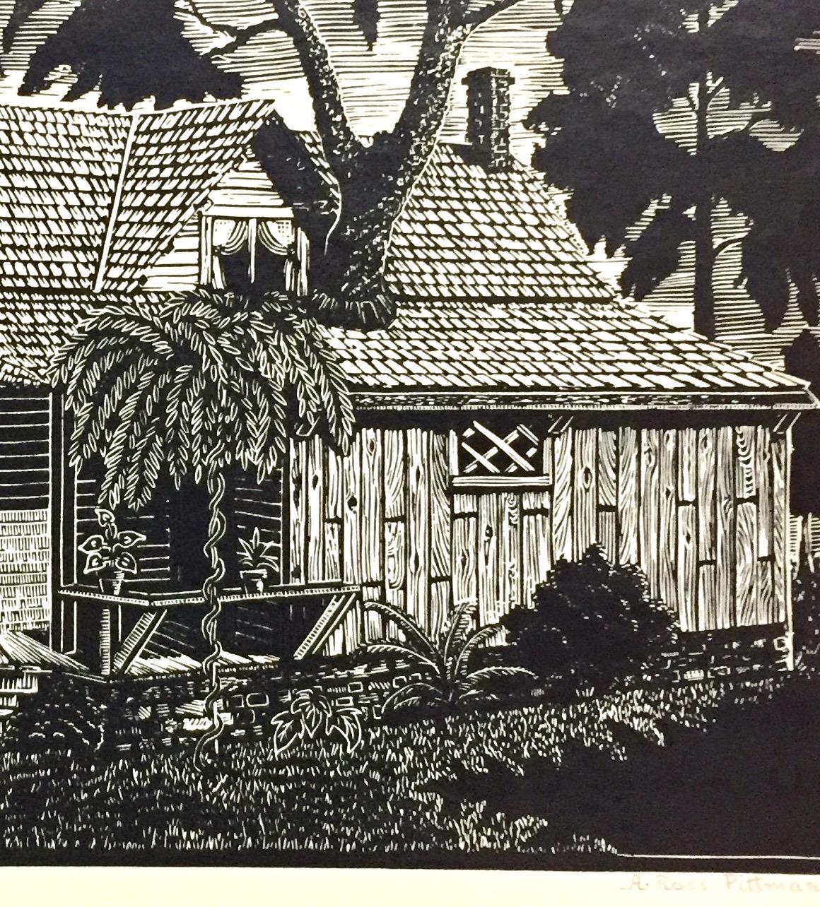 This print is signed and titled in pencil. A native of Tennessee and a physician, Pittman began to make prints in 1936 in Trenton, New Jersey. However, scene of his home state remained his primary subject.