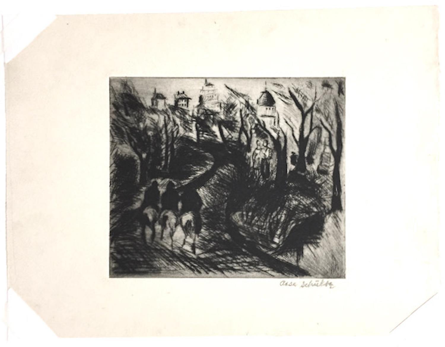 Riders im Central Park (New York City) – Print von A. Schultz
