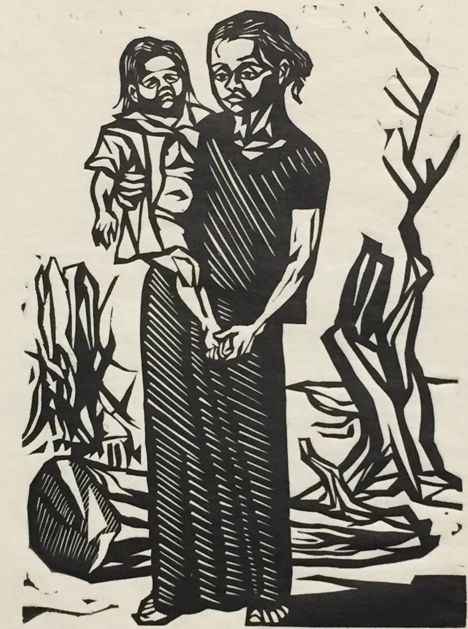 Indische Mutter und Kind (Indigena con Nino – SP?) – Print von Fernando Castro Pacheco
