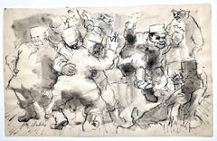 J.B. Dolitro? Firmenfeier. Männliche französische WWII-Soldaten w. Kepis und Tanzen