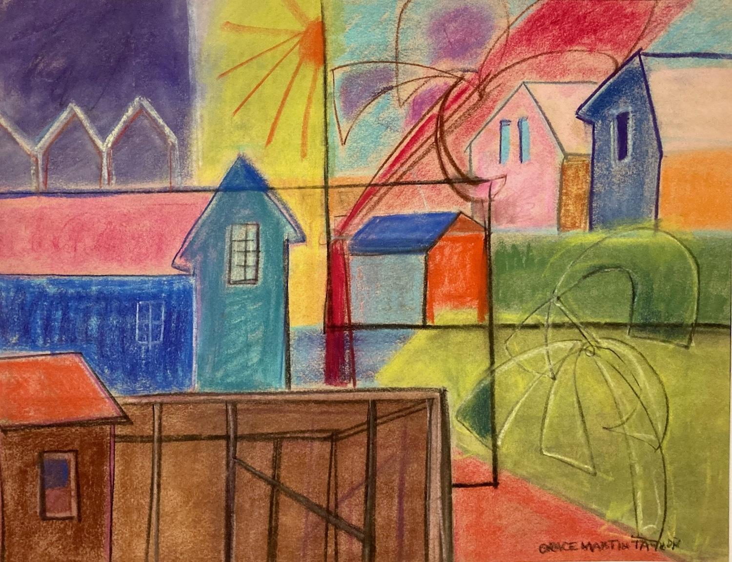 Grace Martin Taylor (Frame), (Town View), 1930, Pastell, signiert im Angebot 3