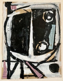 Clinton Hill, (Abstracción con rosa y azul), 1953, dibujo con collage
