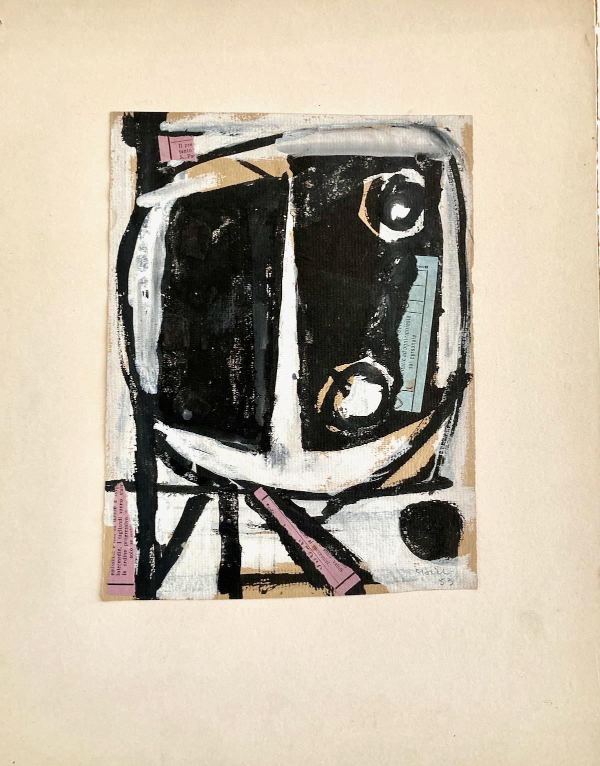 Clinton Hill, (Astrazione con rosa e blu), 1953, disegno con collage 1