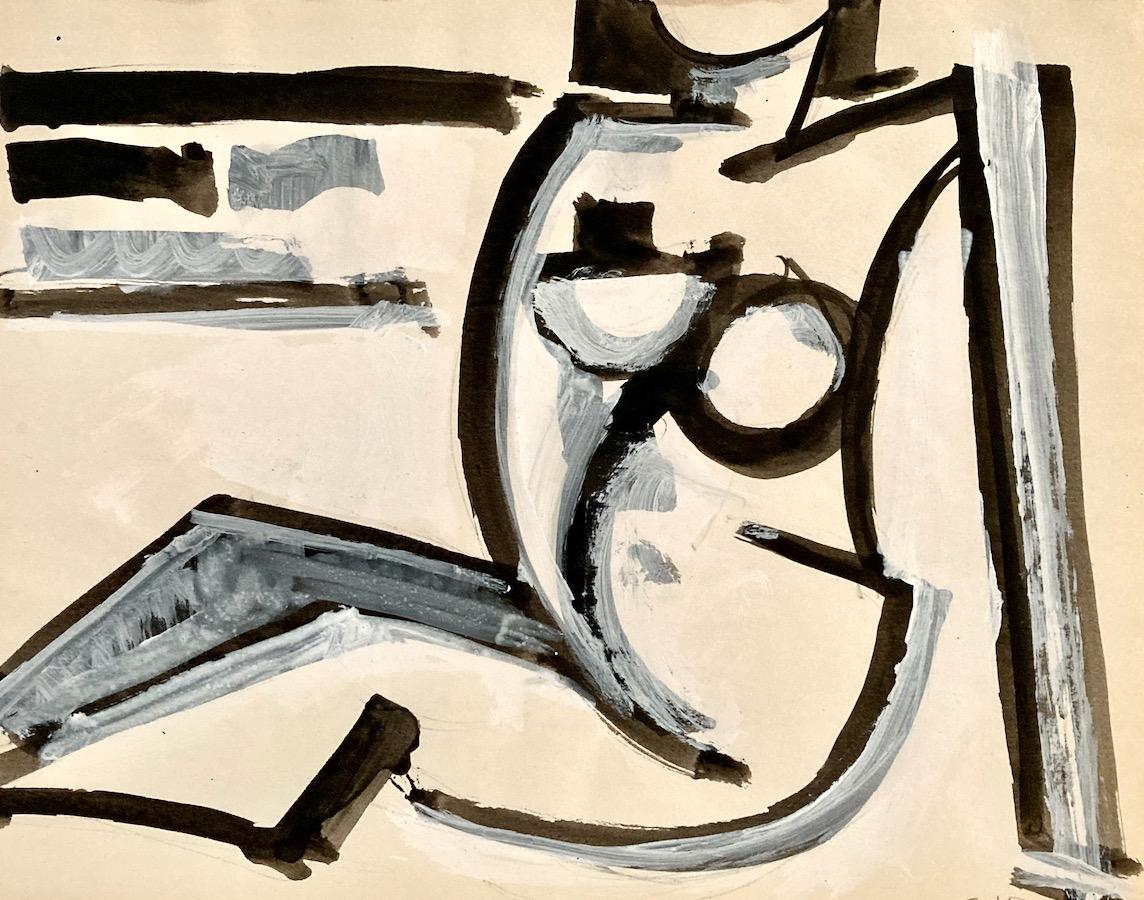 Clinton Hill, (Akt #5), 1951, Zeichnung, Figur/Abstraktion im Angebot 1