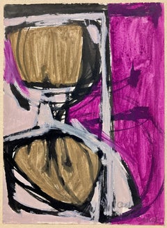 Clinton Hill, Paris, Oct., 1951 (Frankreich), abstrakte Gouache-Zeichnung aus der Mitte des Jahrhunderts
