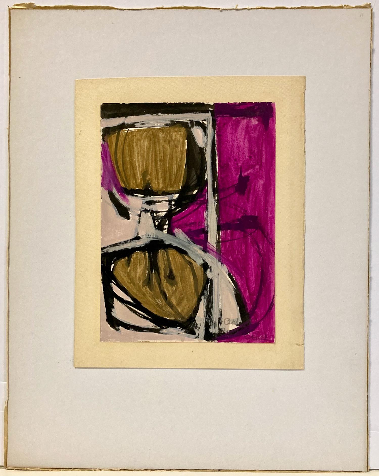 Clinton Hill, Parigi, ottobre 1951 (Francia), disegno astratto a guazzo della metà del secolo scorso in vendita 3
