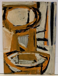 Clinton Hill, París, octubre de 1951 (Francia), dibujo abstracto al gouache de mediados de siglo