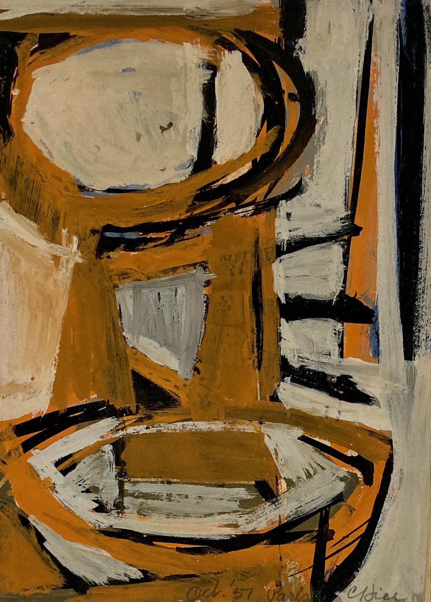 Clinton Hill, Paris, Oct., 1951 (France), mid-century abstract gouache drawing en vente 1