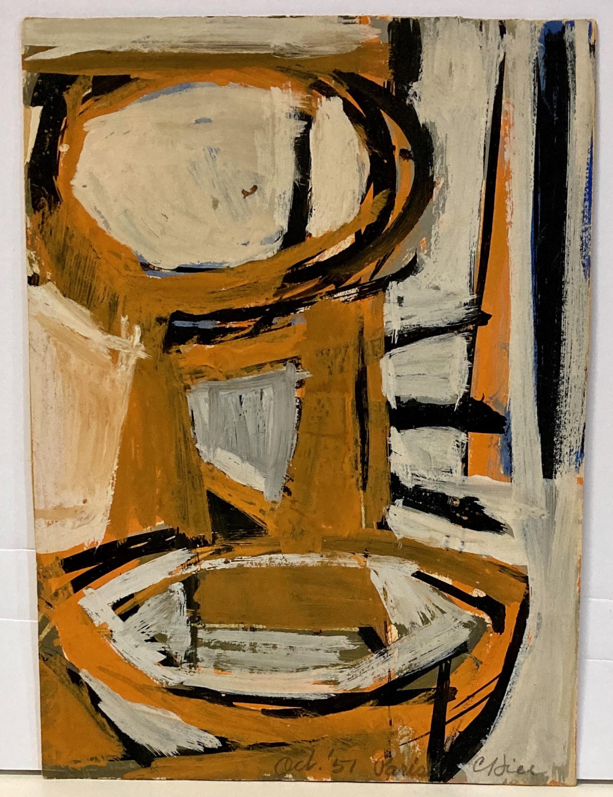 Clinton Hill, Paris, Oct., 1951 (France), mid-century abstract gouache drawing For Sale 5