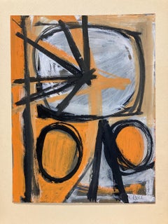 Clinton Hill, Paris, Oct., 1951 (Frankreich), abstrakte Gouache-Zeichnung aus der Mitte des Jahrhunderts