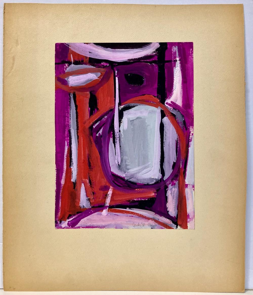 Clinton Hill, Paris, juillet 1951 (France), dessin à la gouache abstraite du milieu du siècle dernier en vente 2