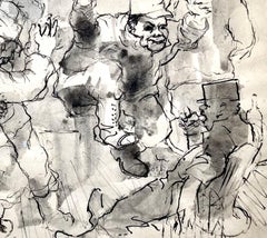 J.B. Dolitro? Company Party. Male French WWII Soldiers w. Kepis and Dancing