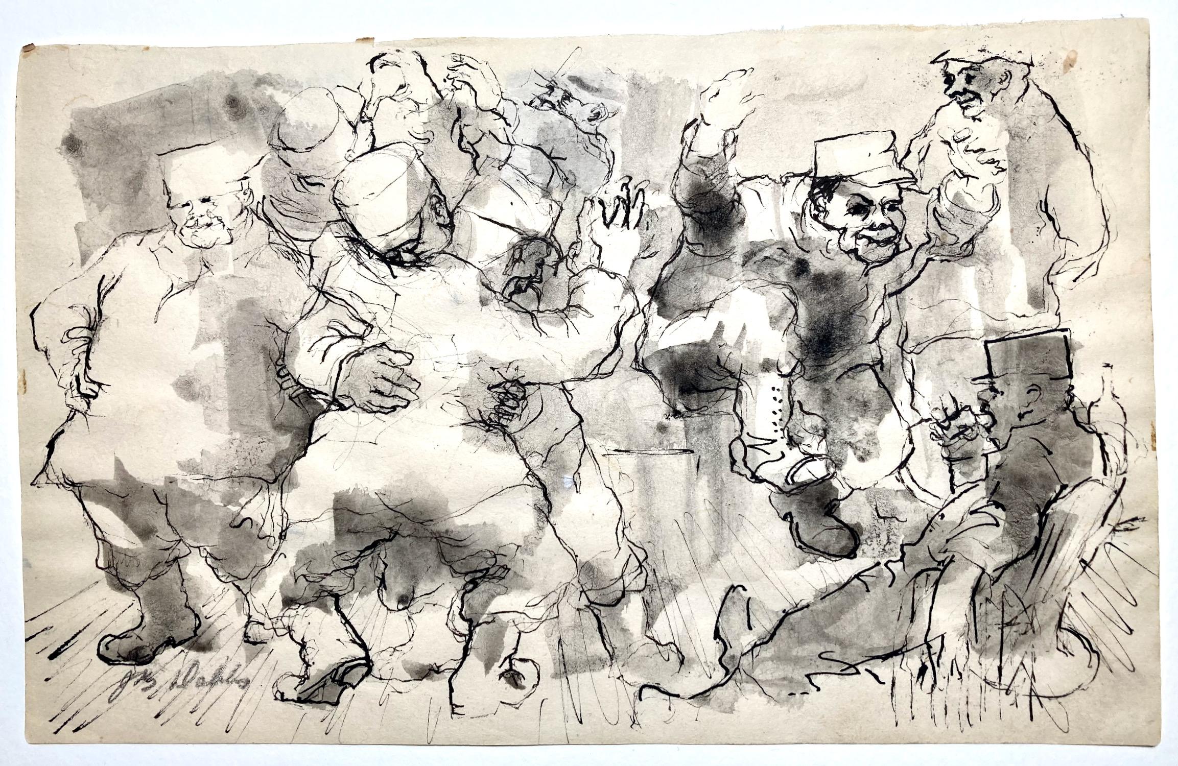 J.B. Dolitro? Firmenfeier. Männliche französische WWII-Soldaten w. Kepis und Tanzen (Moderne), Art, von Unknown