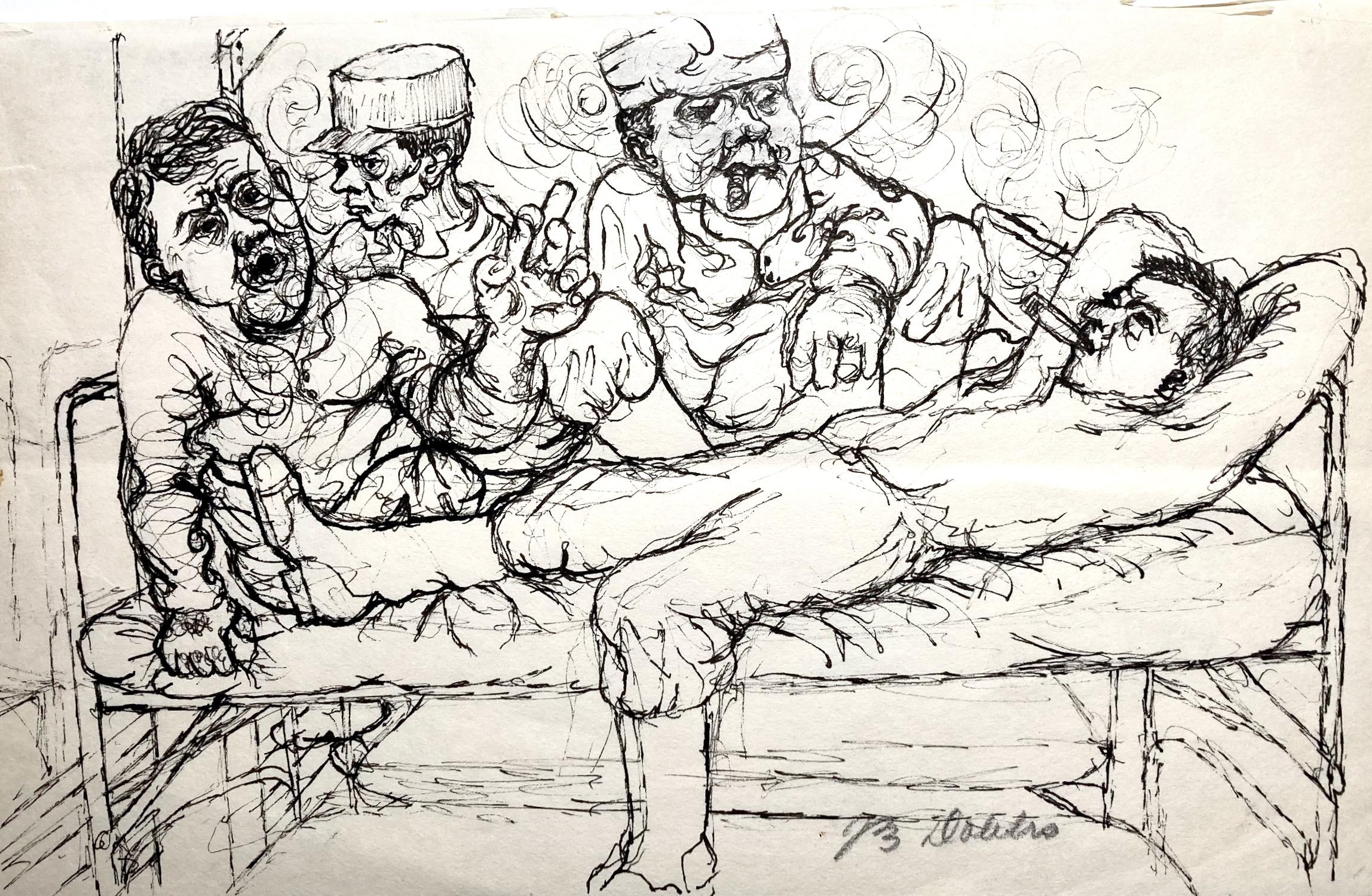 Interior Art de Unknown - J. B. ¿Dolitro? Cuento para dormir. Soldados franceses de la Segunda Guerra Mundial c. Kepis, Bebidas, Puros