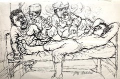 J.B. Dolitro? Gute-Nacht-Geschichte. Männliche französische WWII-Soldaten w. Kepis, Getränke, Zigarren